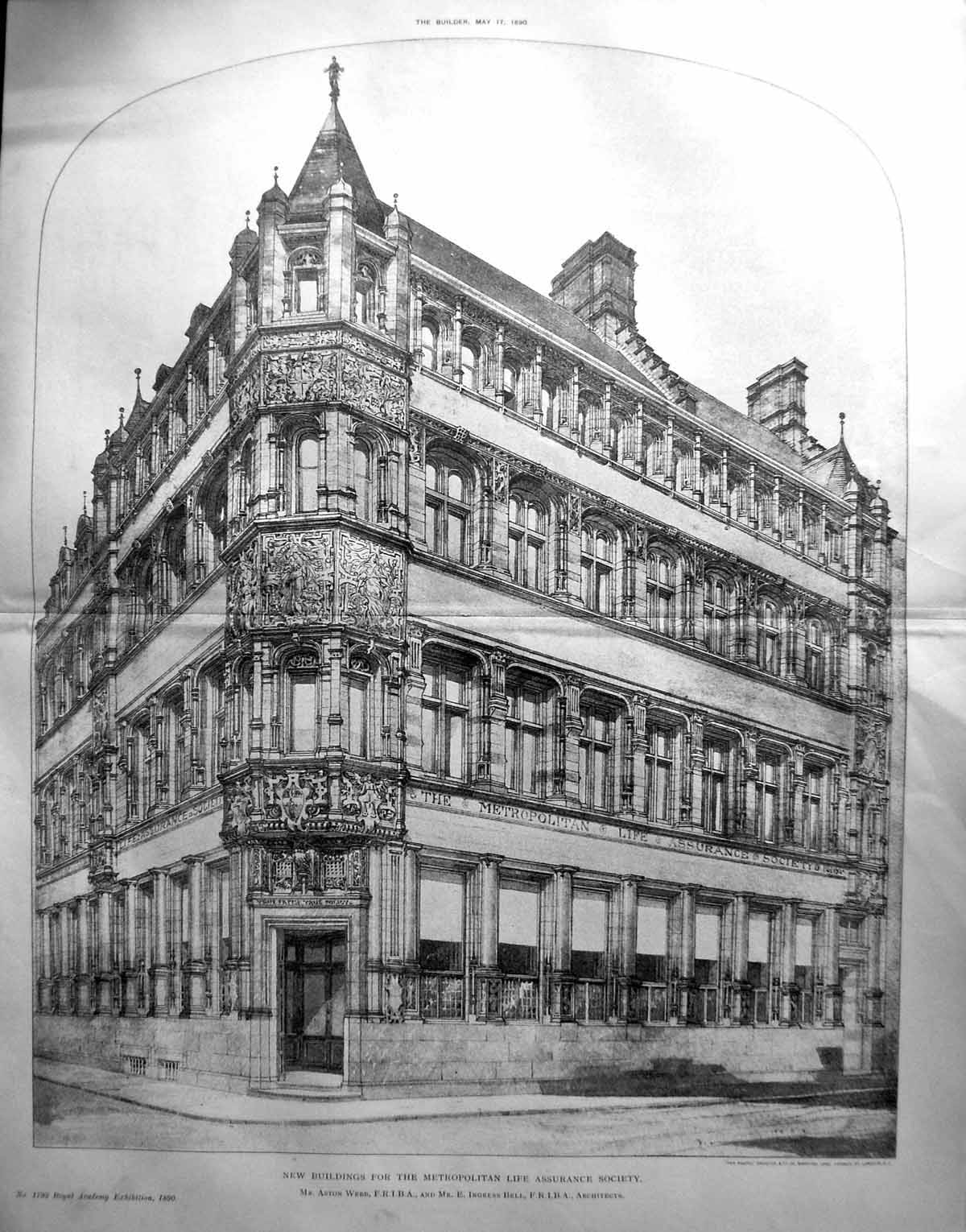 Old 1890 Builder Buildings Metropolitan Life Assurance Society Webb B 19th