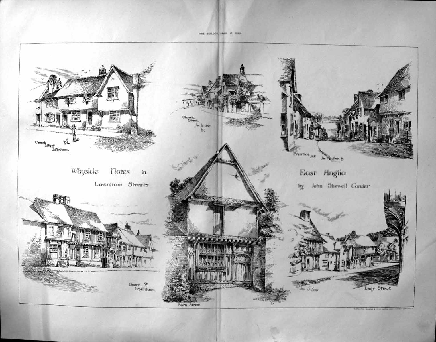 Old 1890 Builder Wayside Nores Lavenham Streets Church Barn Anglia Jo 19th