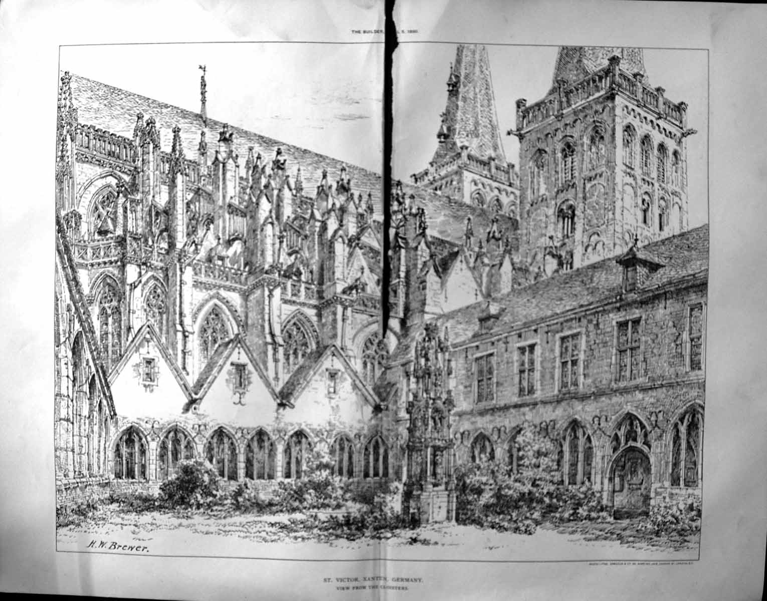 Old Damaged 1890 Builder Exterior St. Victor Xanten Germany Cloisters 19th