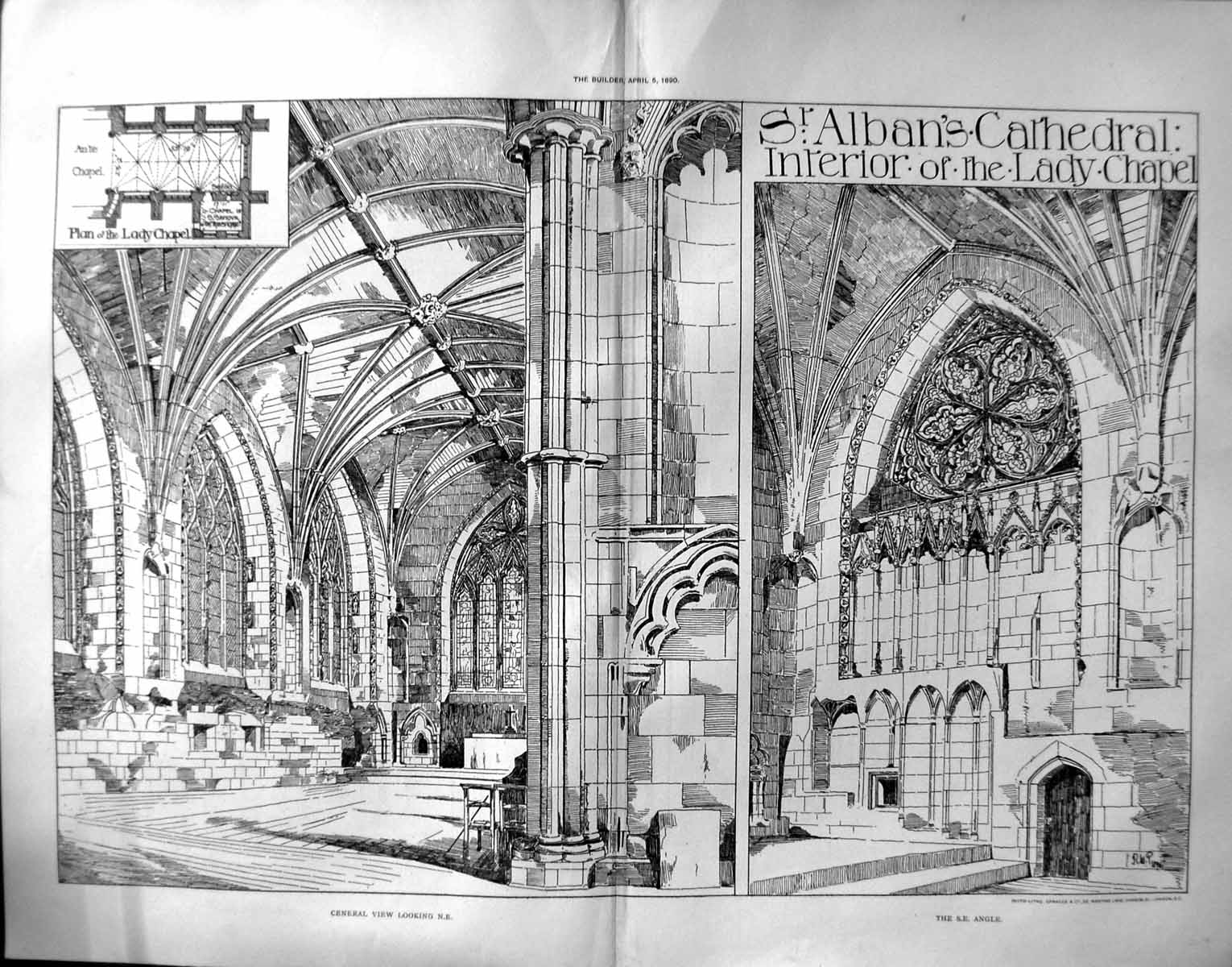 Old St. Alban'S Cathedral Interior Lady Chapel Architecture 1890 Buil 19th