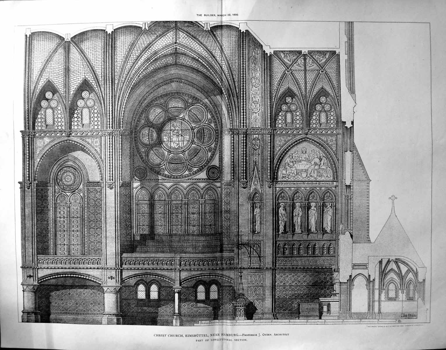 Old 1890 Builder Christ Church Eimsbuttel Hamburg Germany Otzen Archi 19th
