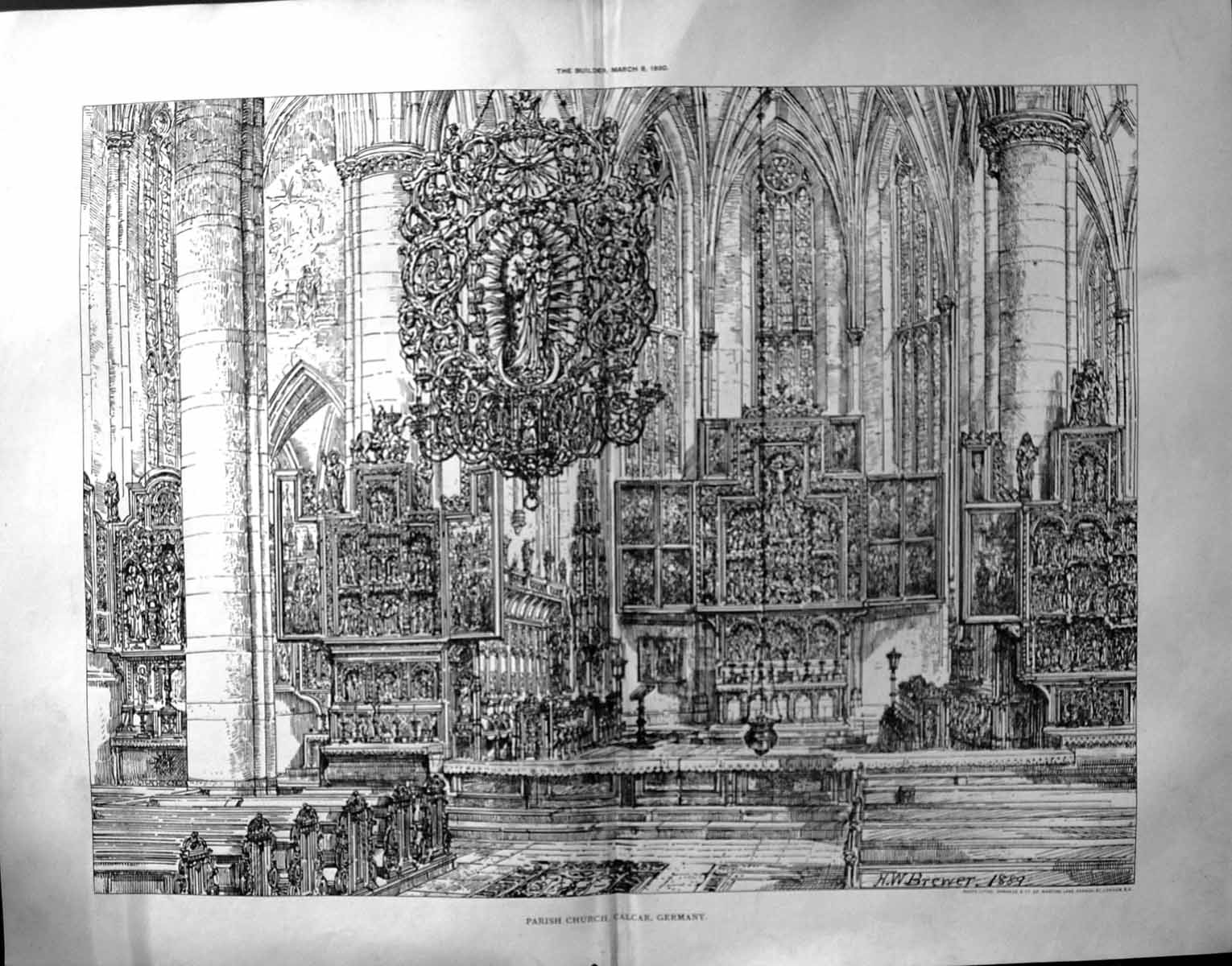 Old 1890 Builder Interior Parish Church Calcar Germany Brewer Archite 19th