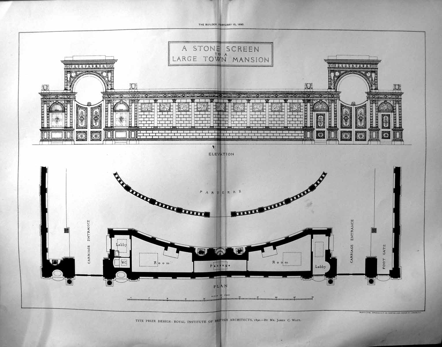 Old 1890 Builder Prize Design Royal Institute British Architects Jame 19th