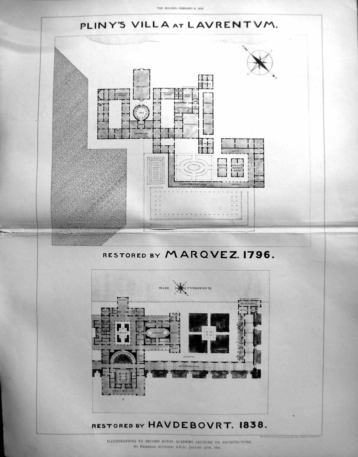 Old Damaged 1890 Builder Royal Academy Aitchison Pliny Villa Laurentu 19th