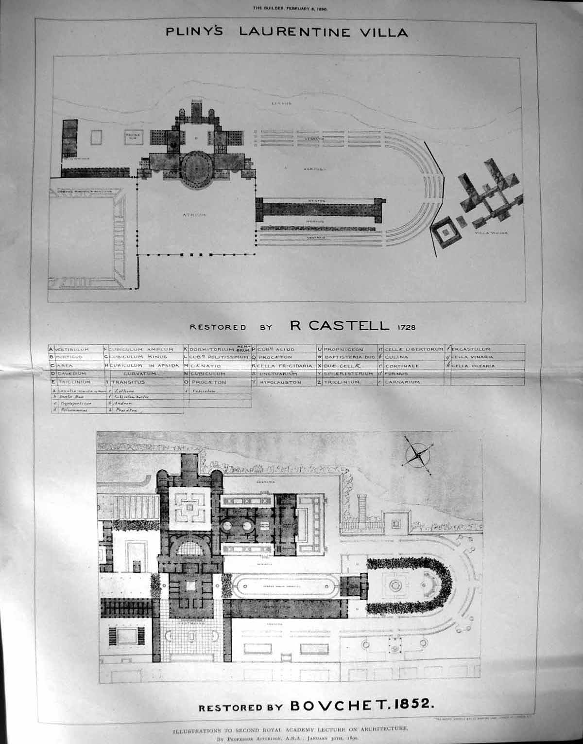Old 1890 Builder Pliny Laurentine Villa Castell Royal Academy Aitchis 19th