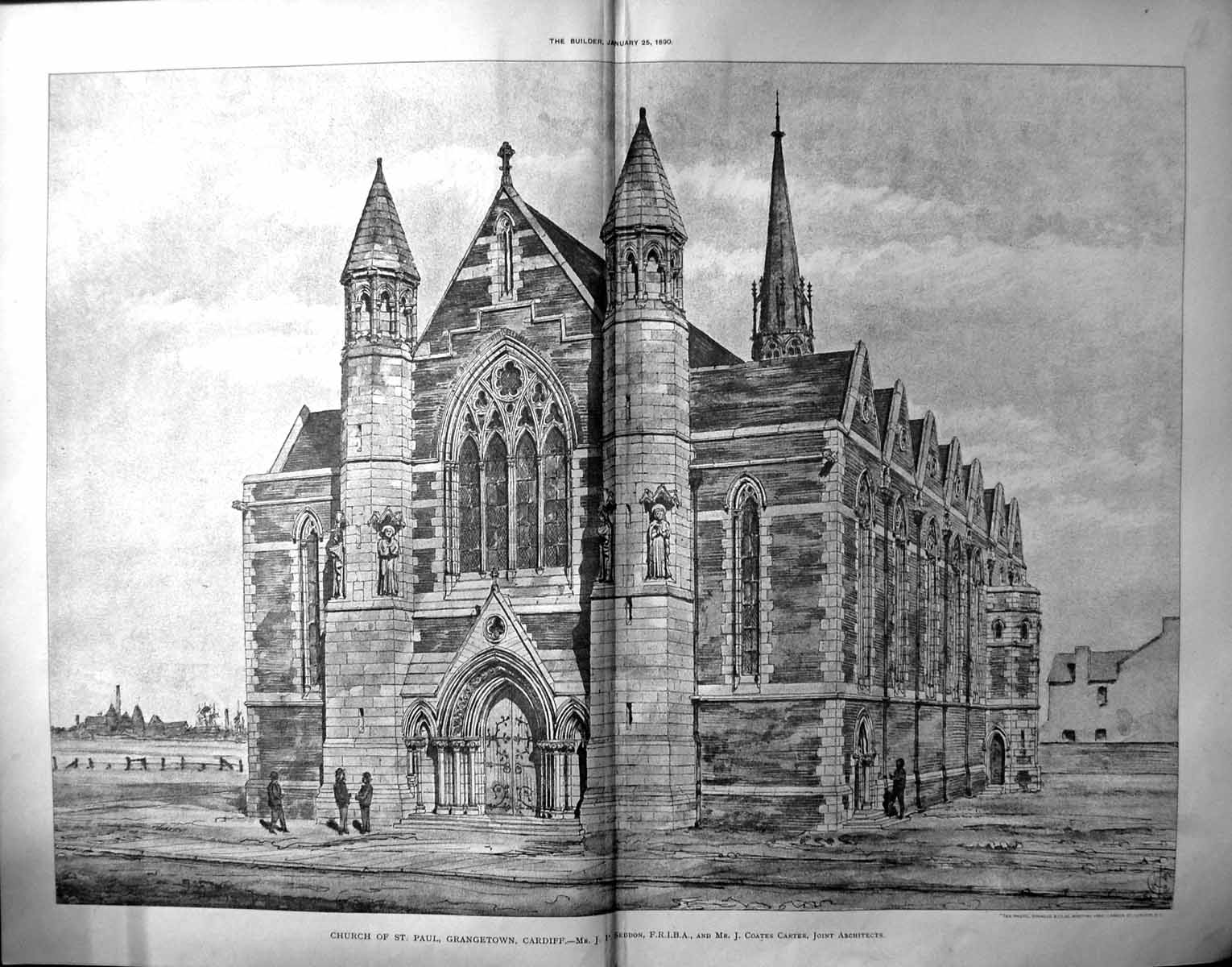 Old 1890 Builder Church St. Paul Grangetown Cardiff Seddon Coates Car 19th