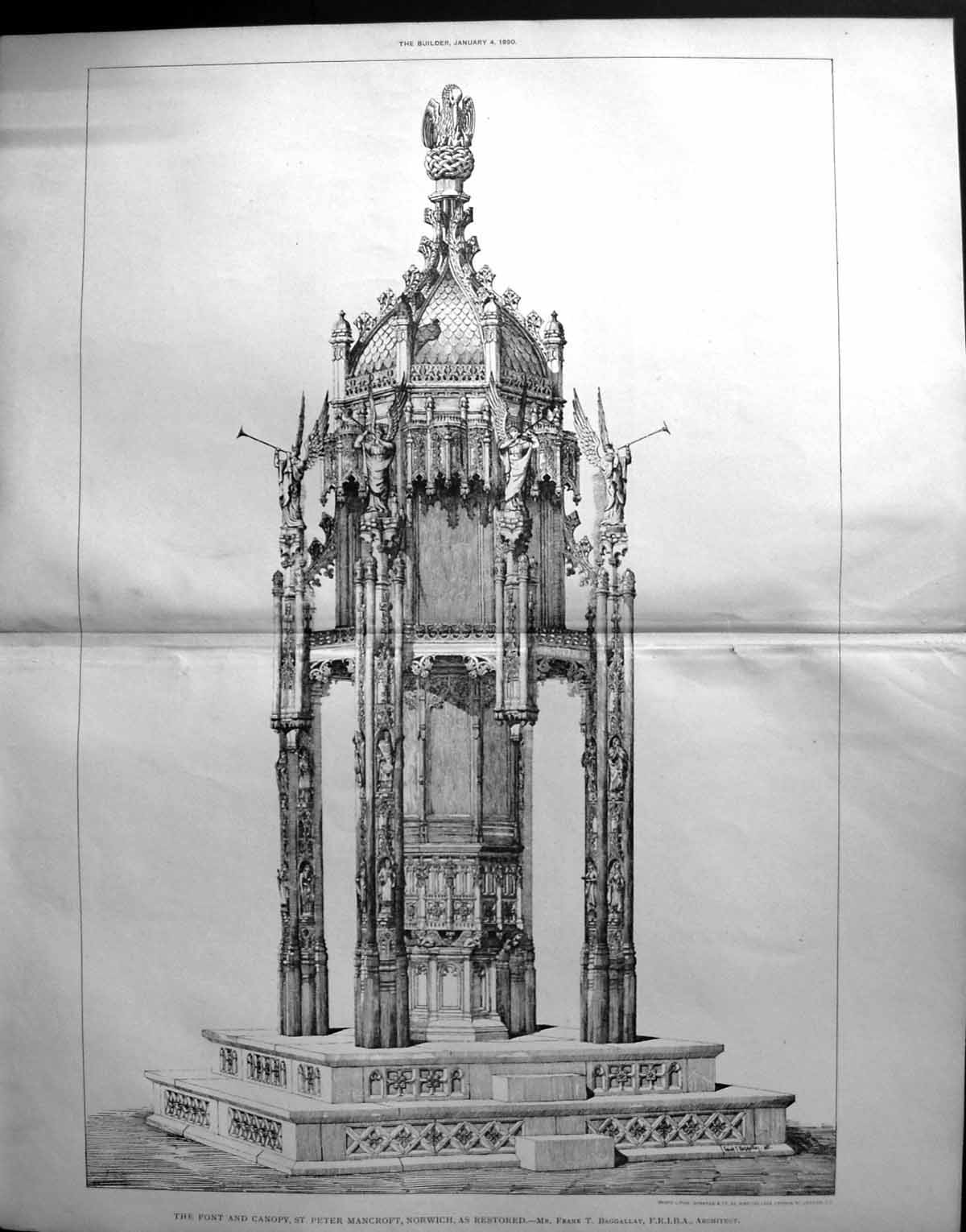 Old 1890 Builder Font Canopy St. Peter Mancroft Norwich Frank Baggall 19th