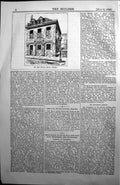 Original Old Antique Print The Church House Chelsea Architecture 1890 Builder