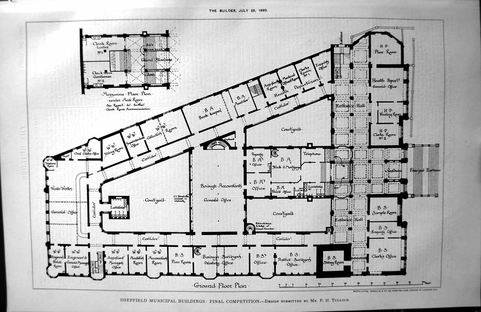 Old Ground Floor Plan Sheffield Municipal Tulloch Architecture 1890 B Victorian