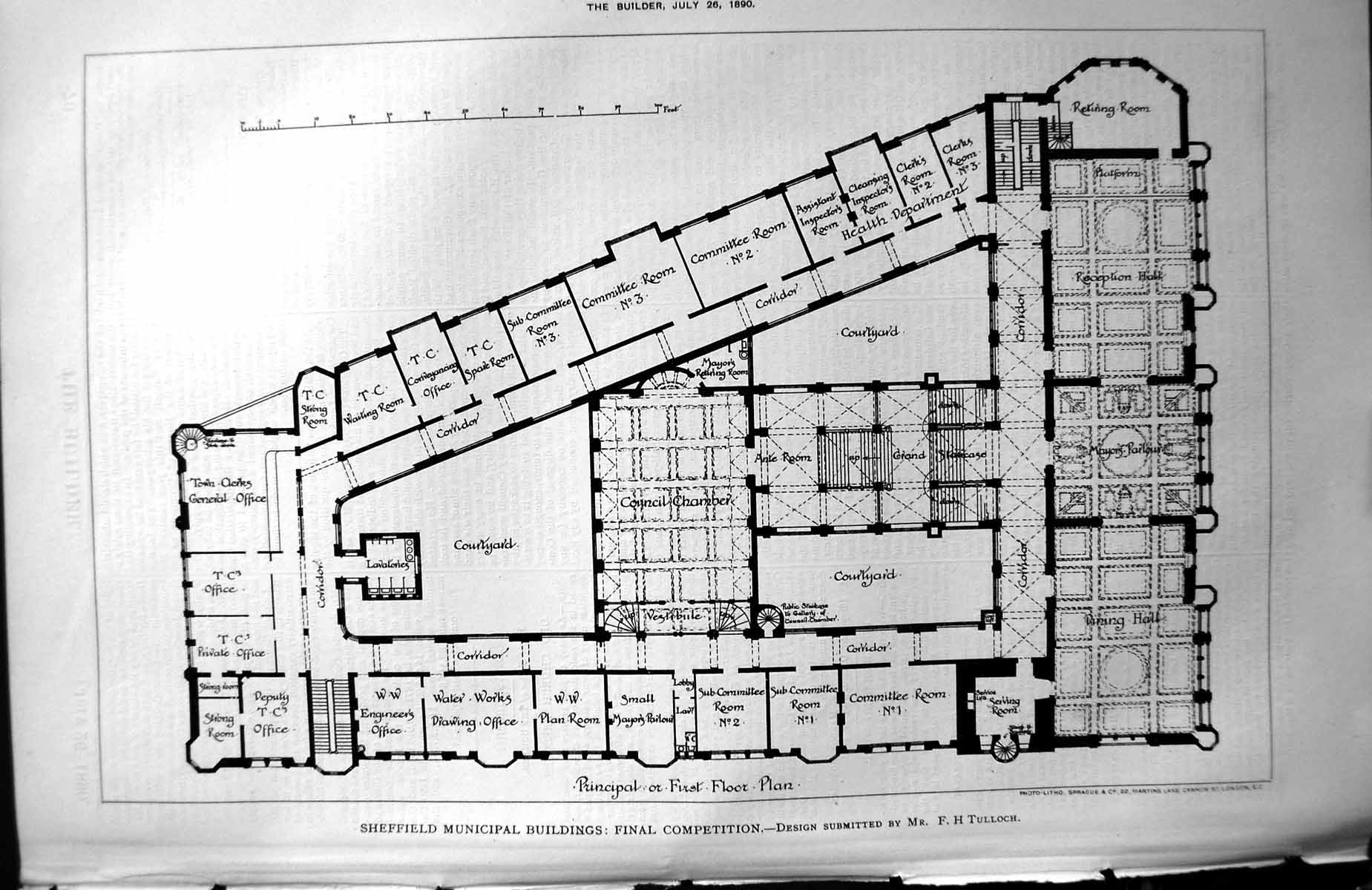 Old First Floor Plan Sheffield Municipal Tulloch Architecture 1890 Bu Victorian