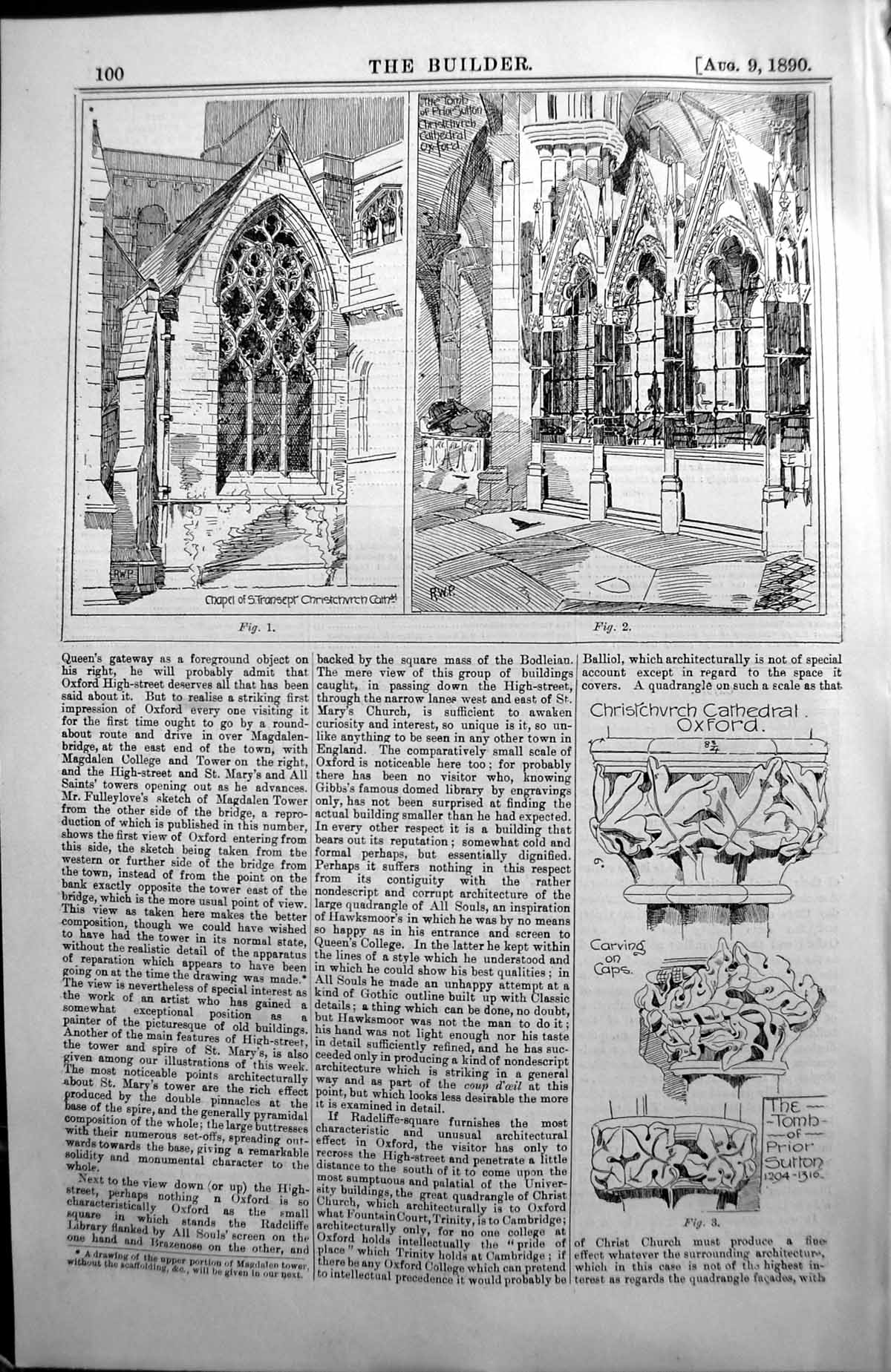 Old Christchurch Cathedral Oxford Interior Architecture 1890 Builder Victorian