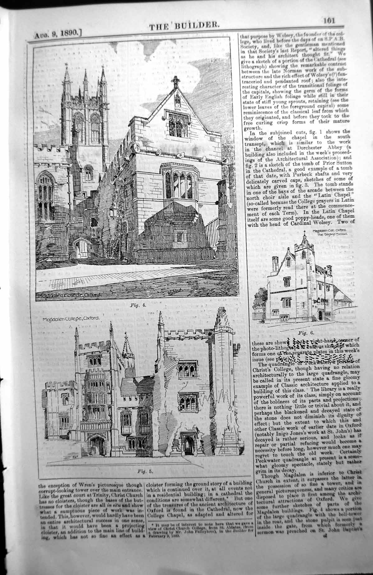 Old Magdalen College Oxford Exterior Singing School Architecture 1890 Victorian