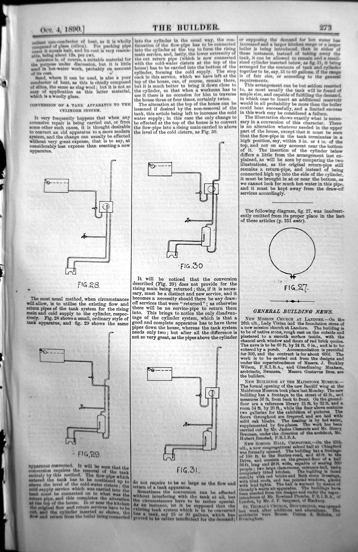 Antique Old Print Conversion Tank Apparatus To Cylinder System 1890 Builder