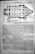 Antique Old Print St Philips Church Stepney Plan Architecture 1890 Builder 19th