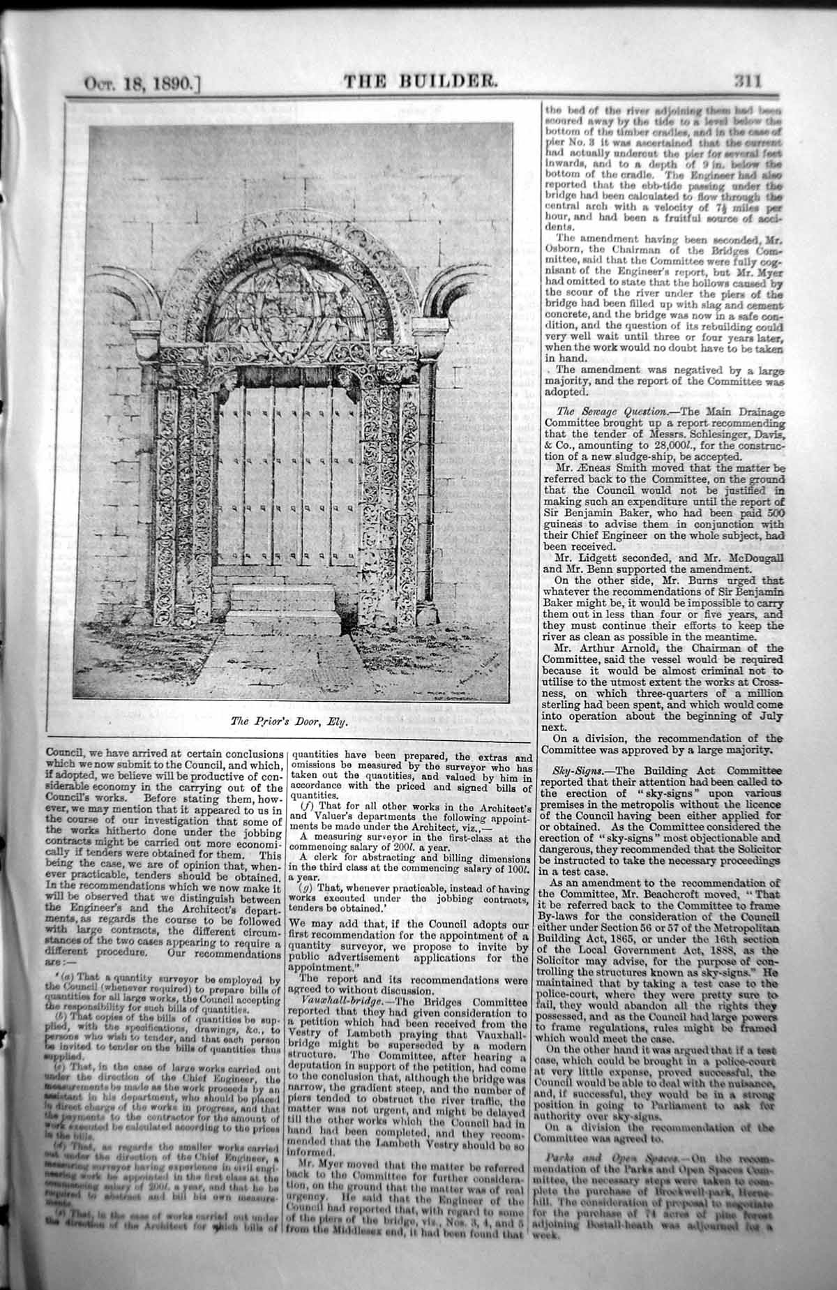Original Old Antique Print Priors Door Ely Exterior Architecture 1890 Builder