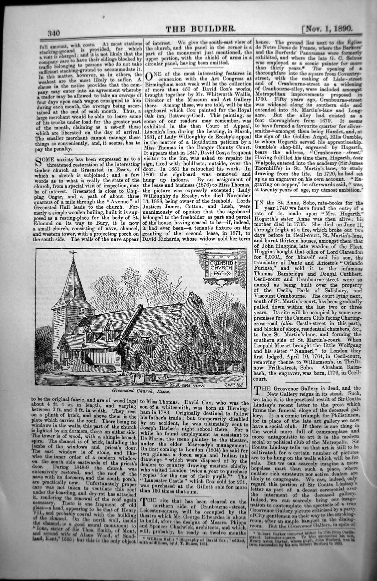 Old Greensted Church Essex Exterior South East View Architecture 1890 Victorian