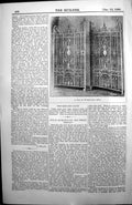 Old Print Pair Wrought Iron Gates Hill Smith Hodkinson Architecture 1890 19th