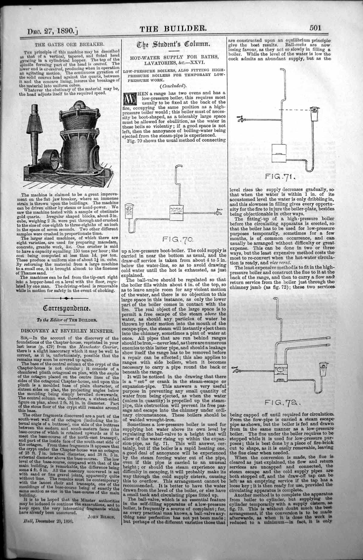 Old Gates Ore Breaker Hot Water Supply Baths Lavatories Architecture