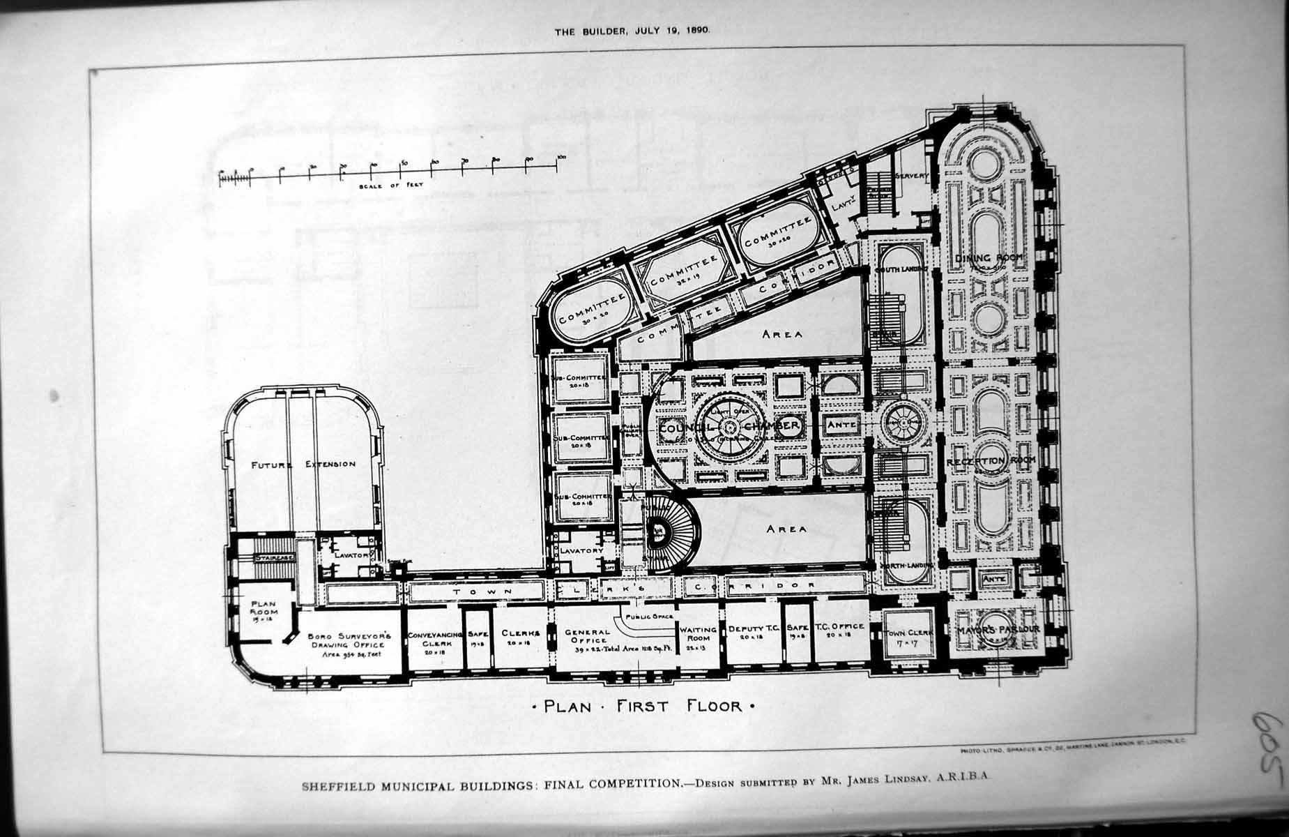 Old Plan First Floor Sheffield Municipal Buildings Lindsay Architectu