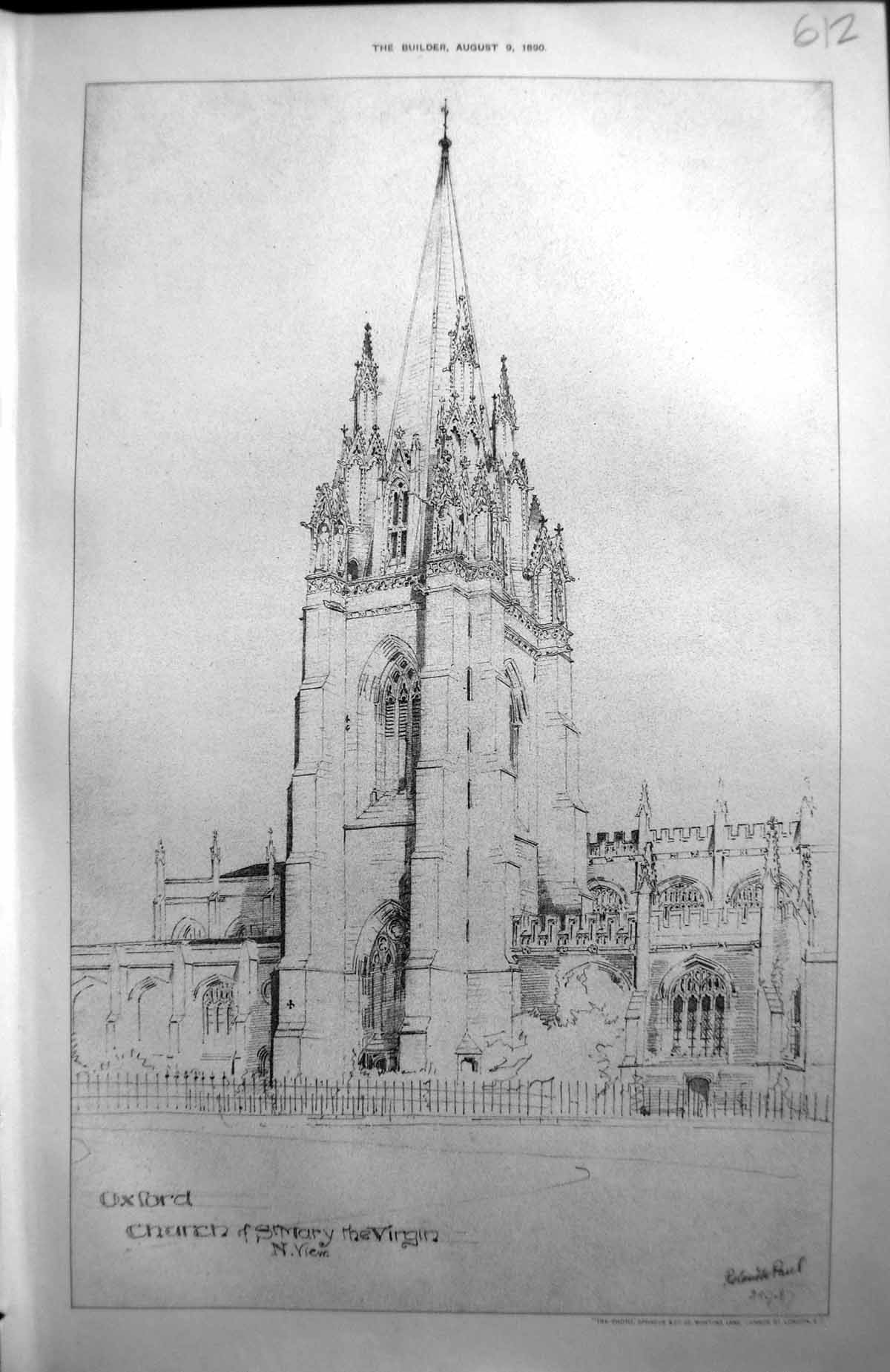 Old Oxford St Mary Virgin Church North View Architecture 1890 Builder Victorian