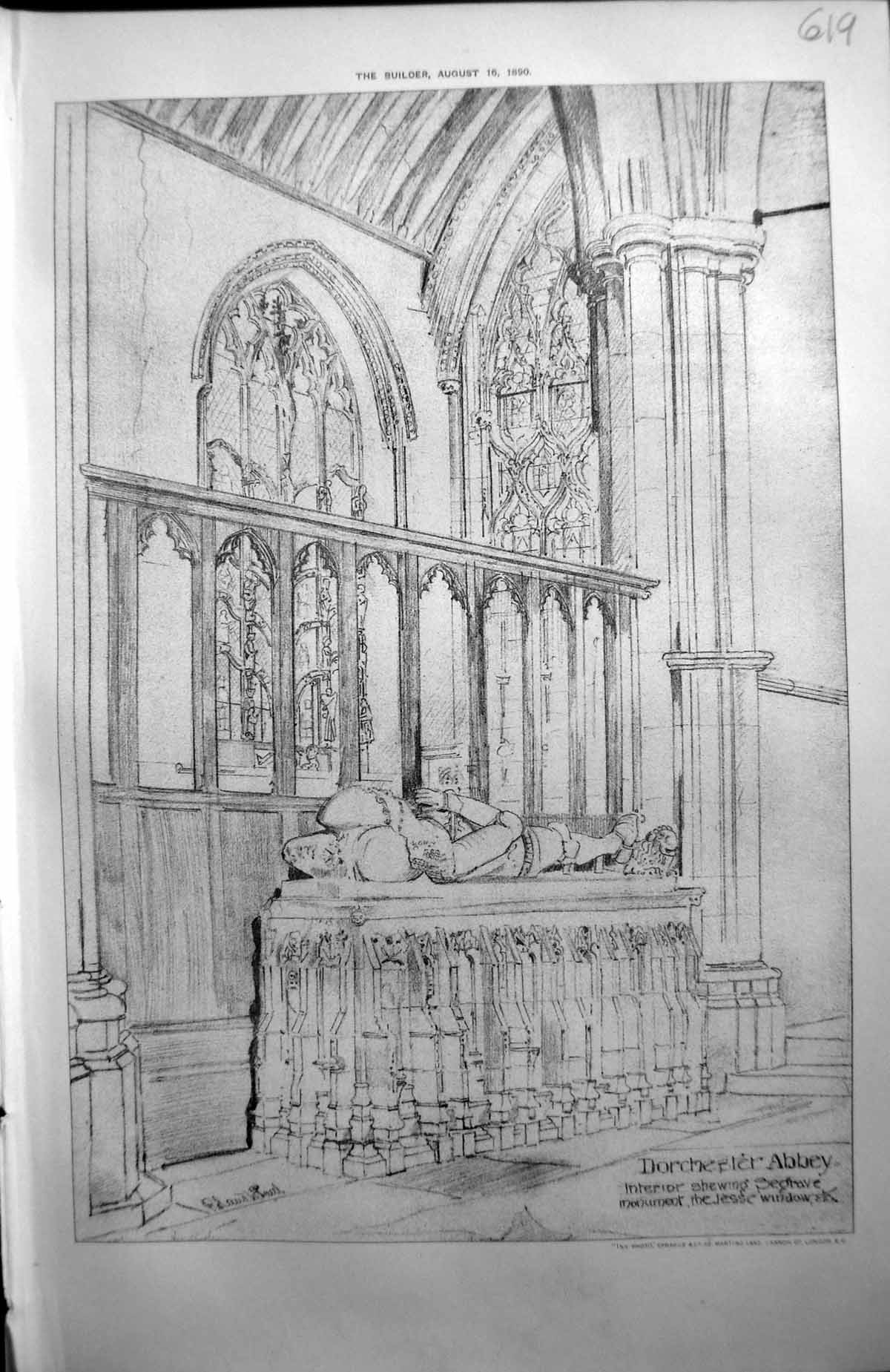 Old Dorchester Abbey Interior Segrave Monument Architecture 1890 Buil Victorian