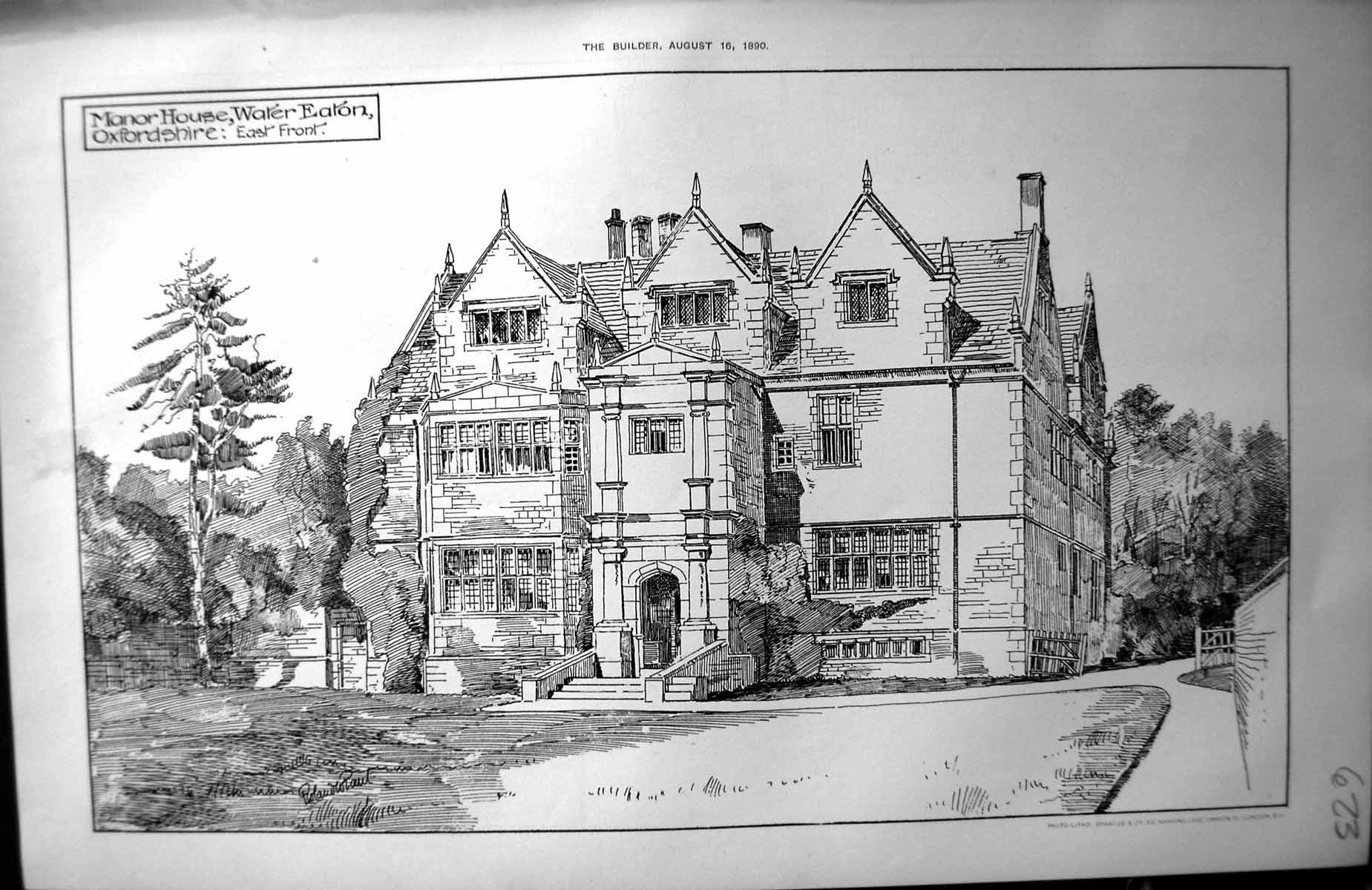 Old Manor House Water Eaton Oxfordshire East Front Architecture 1890 Victorian