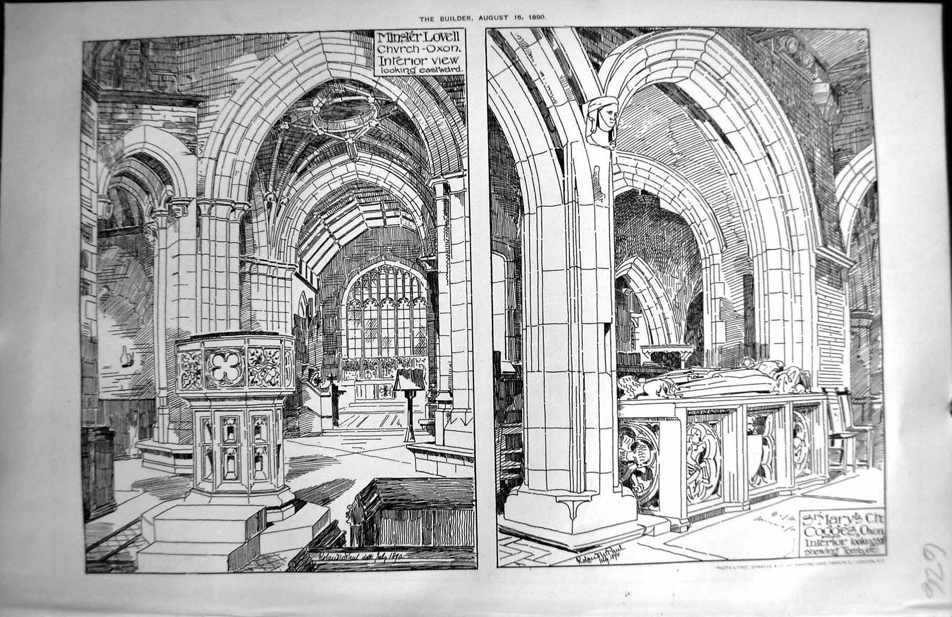Old Minster Lovell Church Oxon Interior View St Marys Tomb Architectu