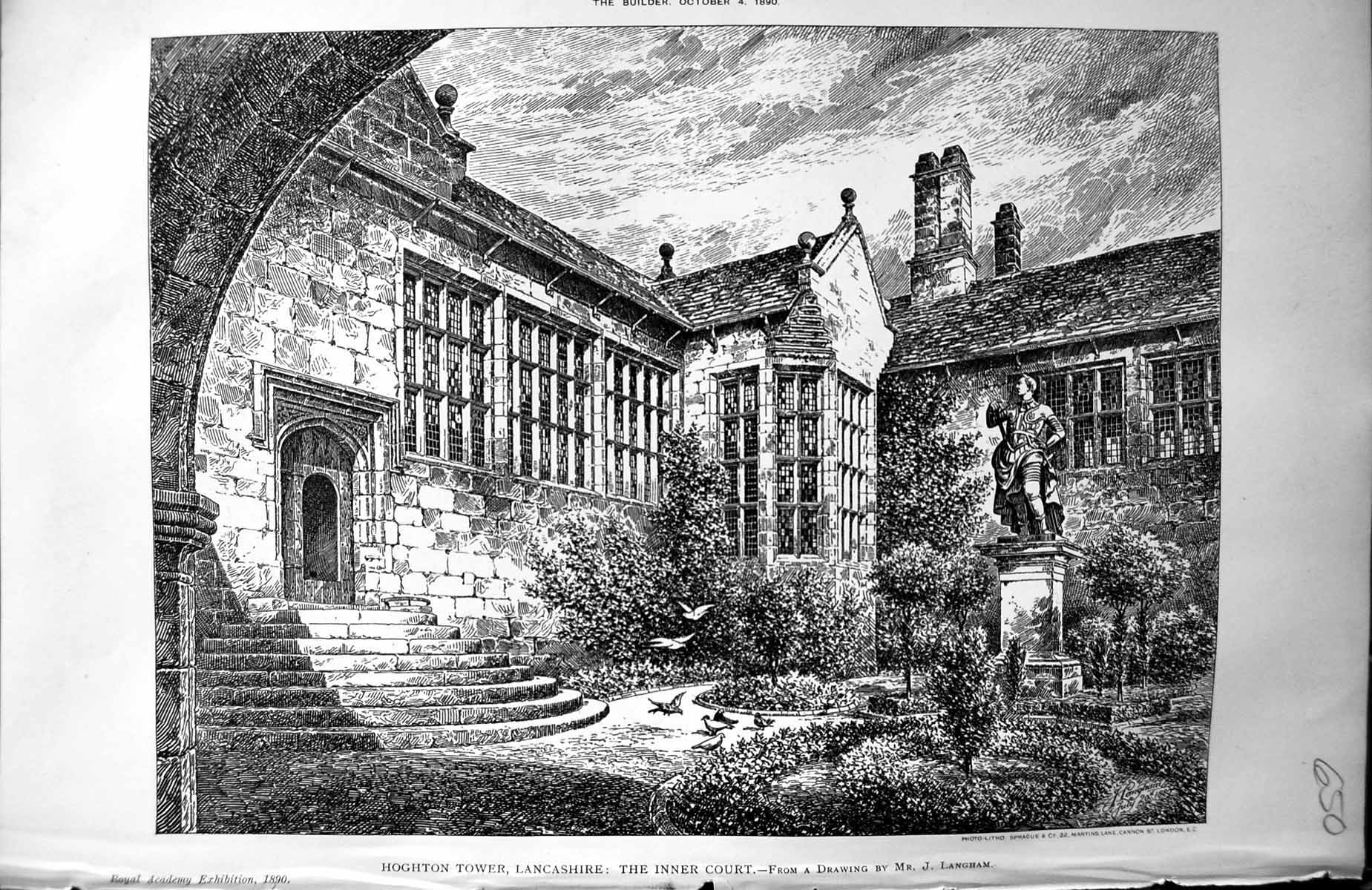Old Hoghton Tower Lancashire Inner Court Langham Architecture 1890 Bu Victorian