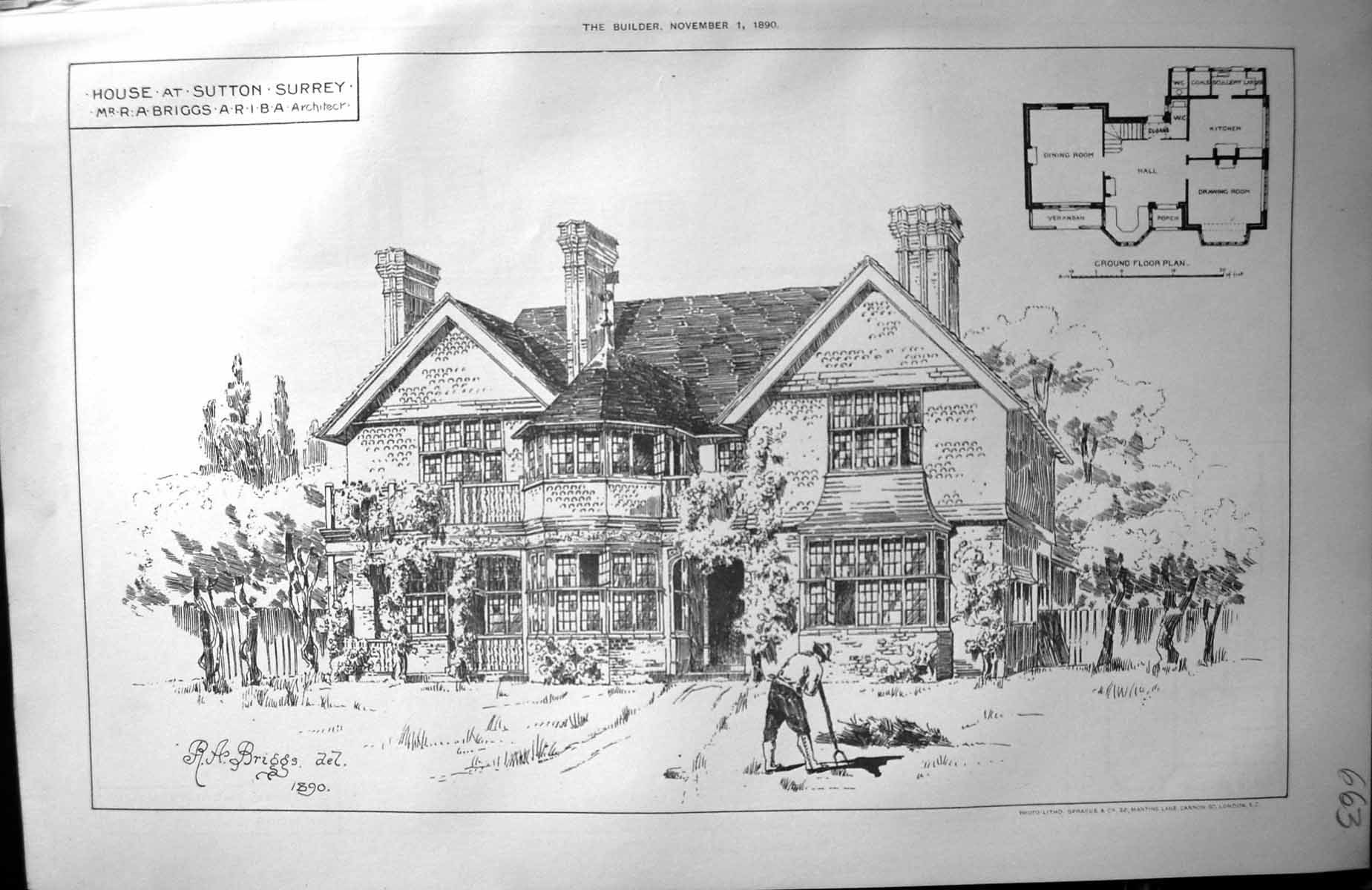Old Sutton Surrey House Exterior Ground Plan Briggs Architecture 1890 Victorian