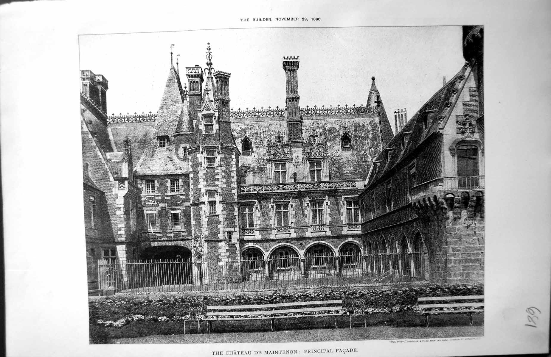 Old Print Chateau De Maintenon Principal Faáade Architecture 1890 Builder 19th