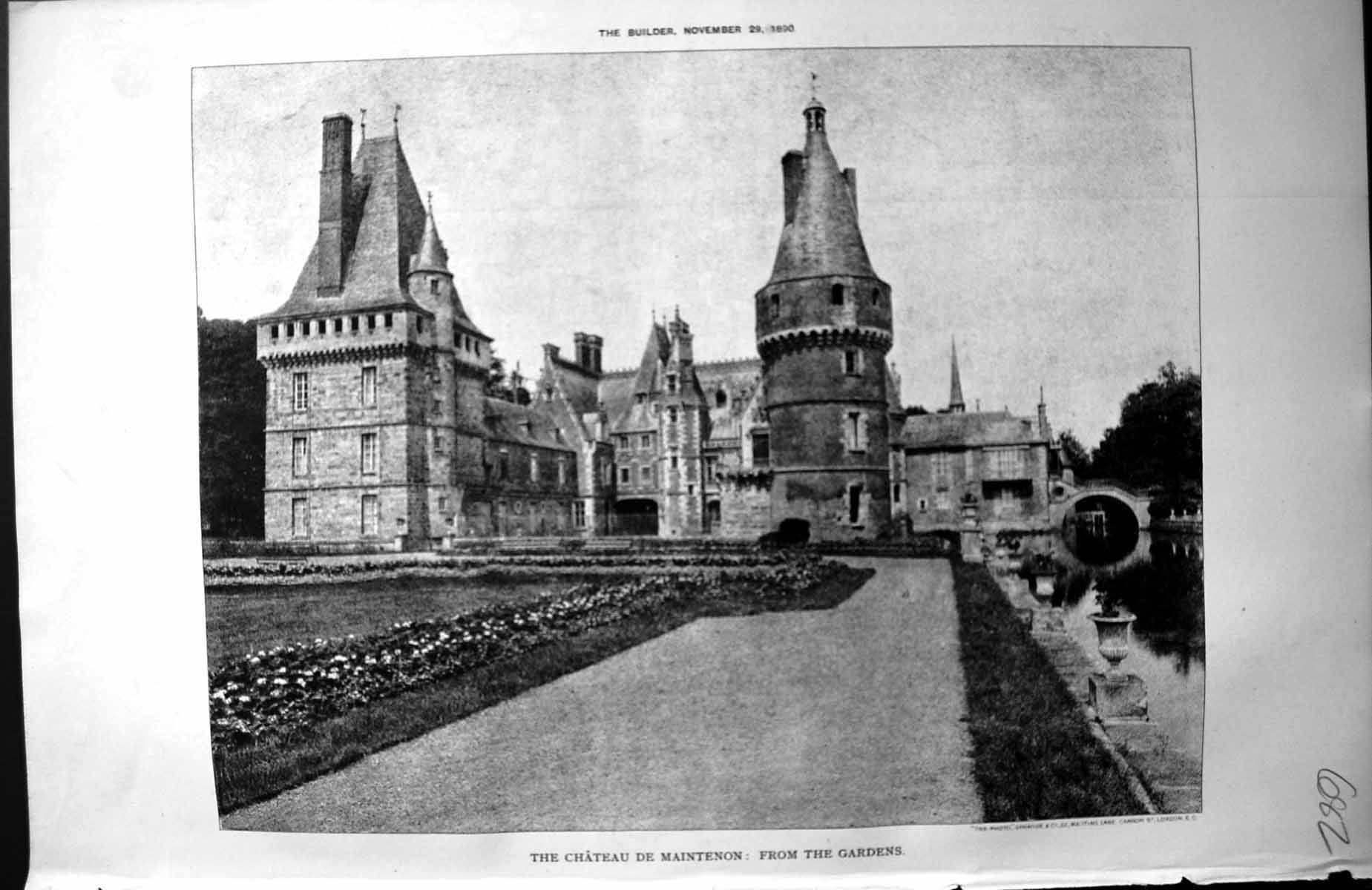 Old Print Chateau De Maintenon From The Gardens Architecture 1890 Builder 19th