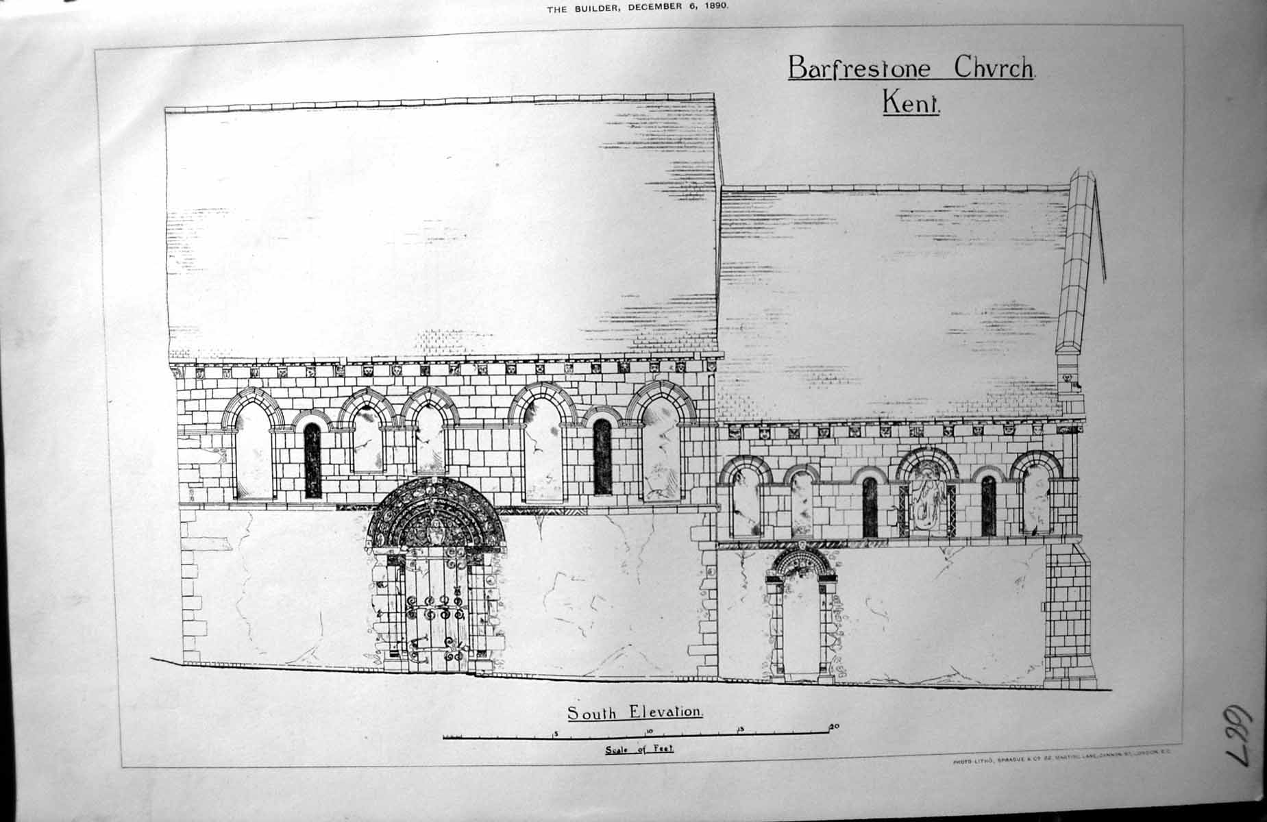 Old Barfrestone Church Kent South Elevation Architecture 1890 Builder Victorian
