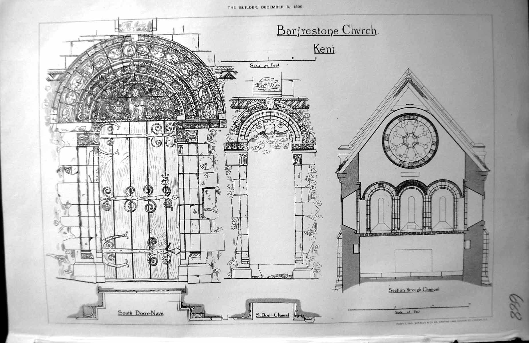 Old Barfrestone Church South Door Nave Chancel Section Architecture