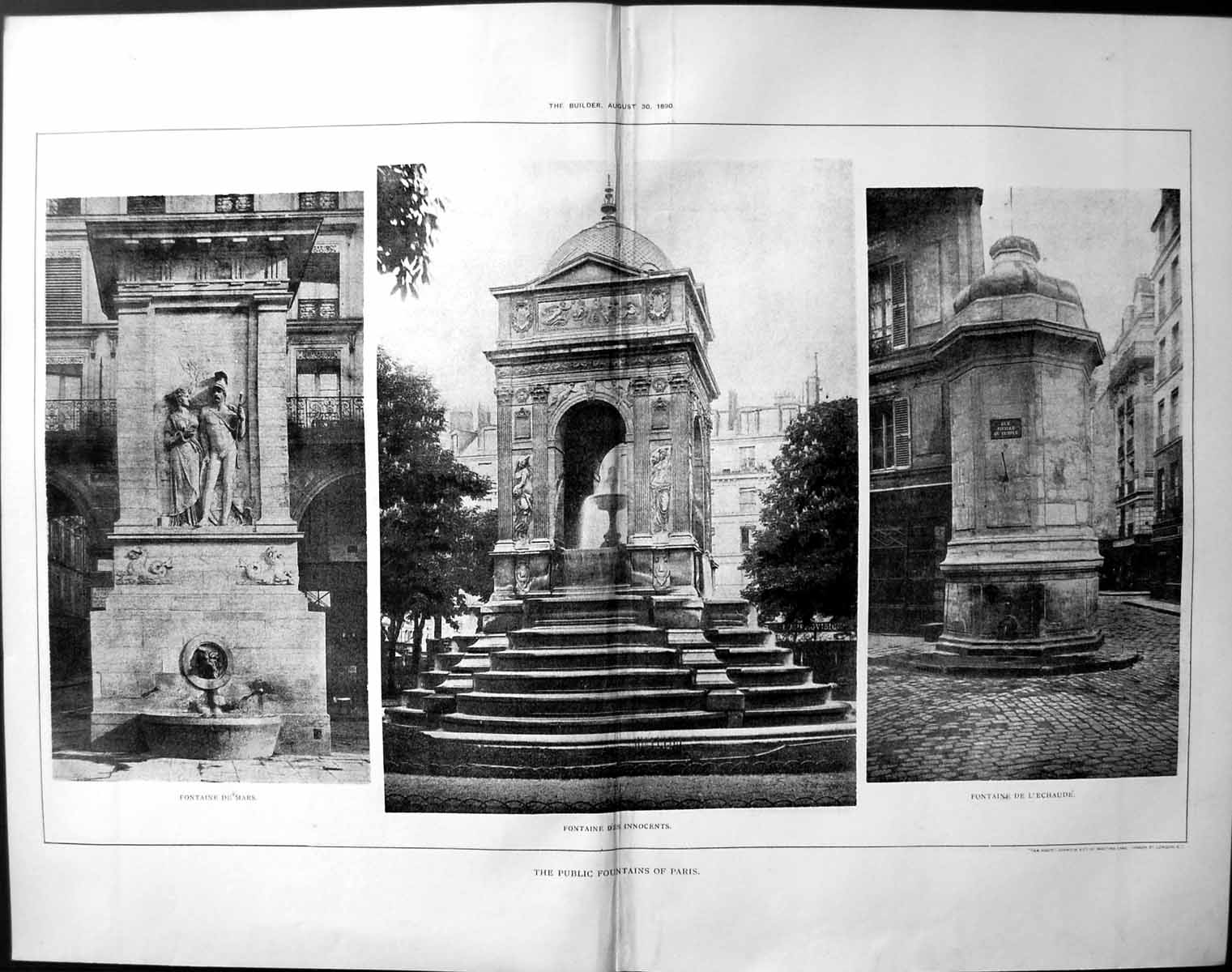Old Public Fountains Paris Fontaine Mars Innocents Echaude Architectu
