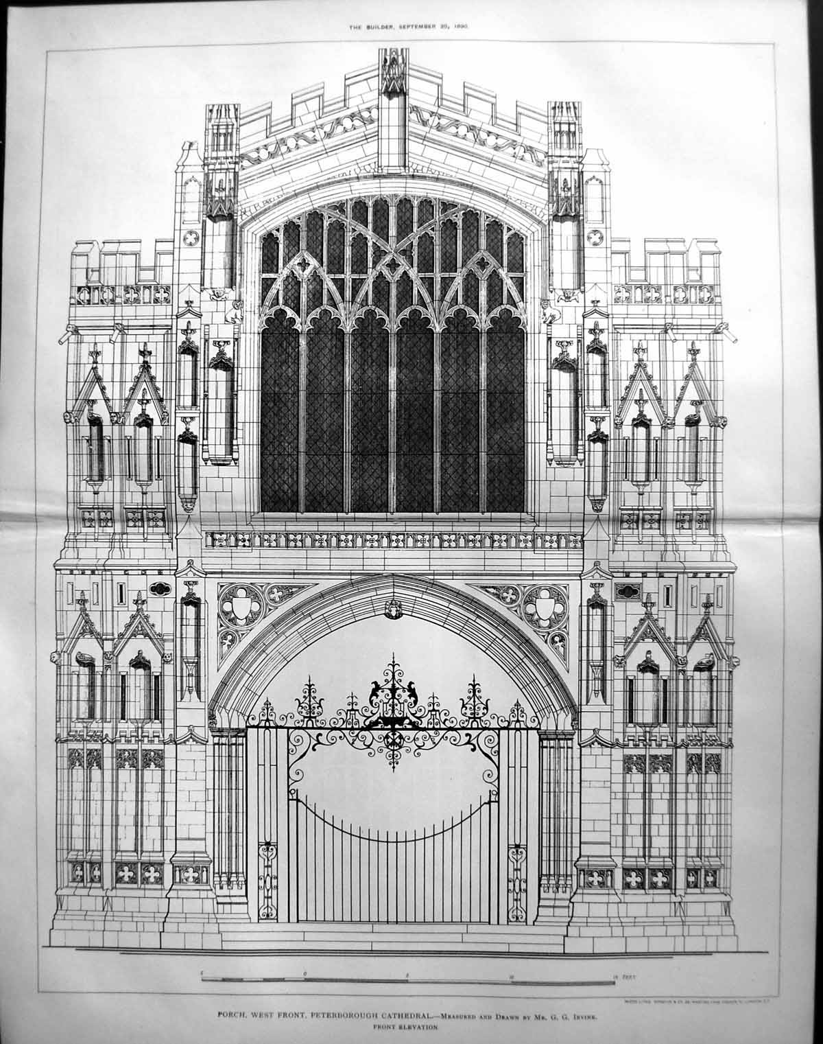 Old Porch West Front Peterborough Cathedral Irvine Architecture 1890Victorian