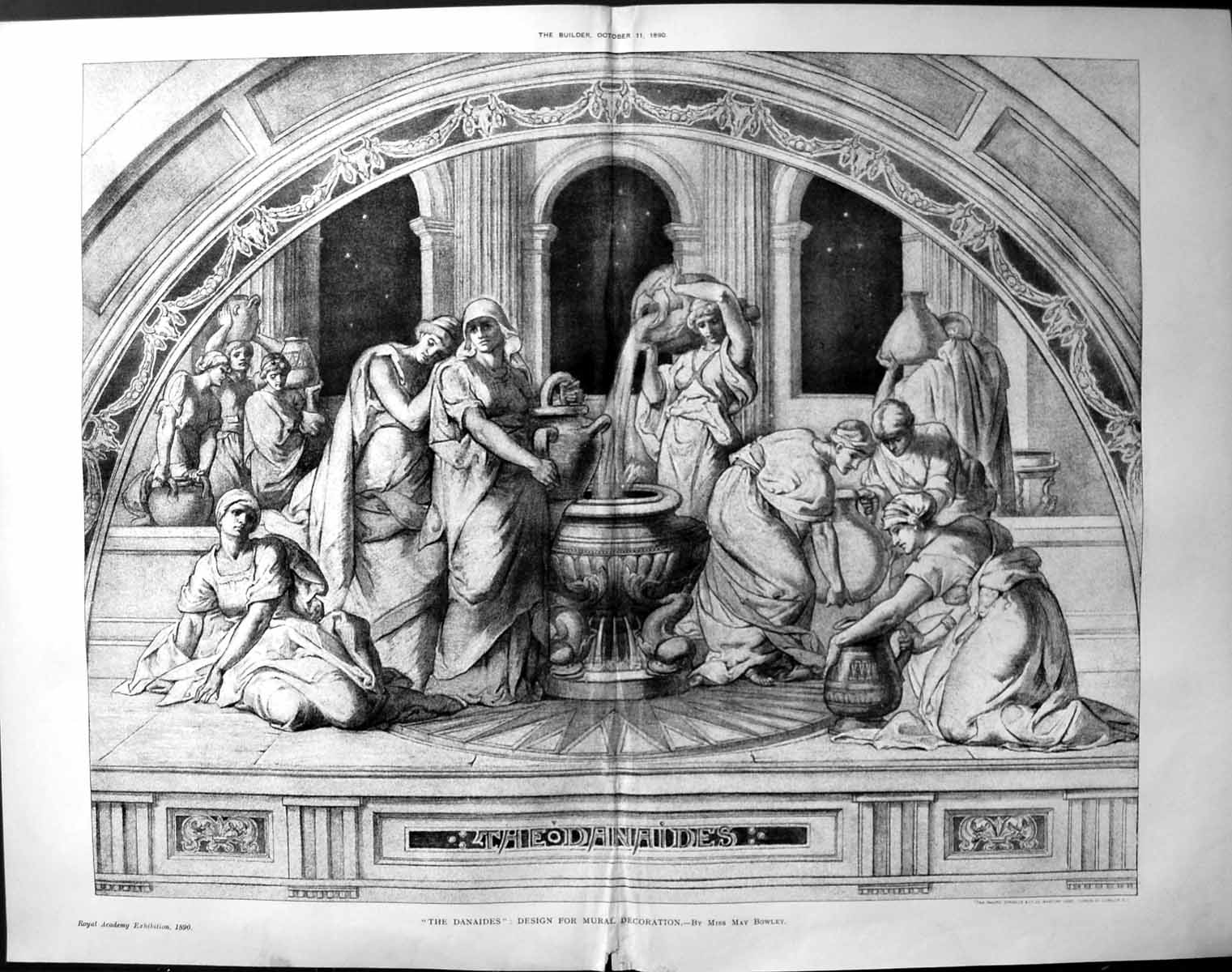 Old Danaides Mural Decoration Design May Bowley Architecture 1890 Bui 19th