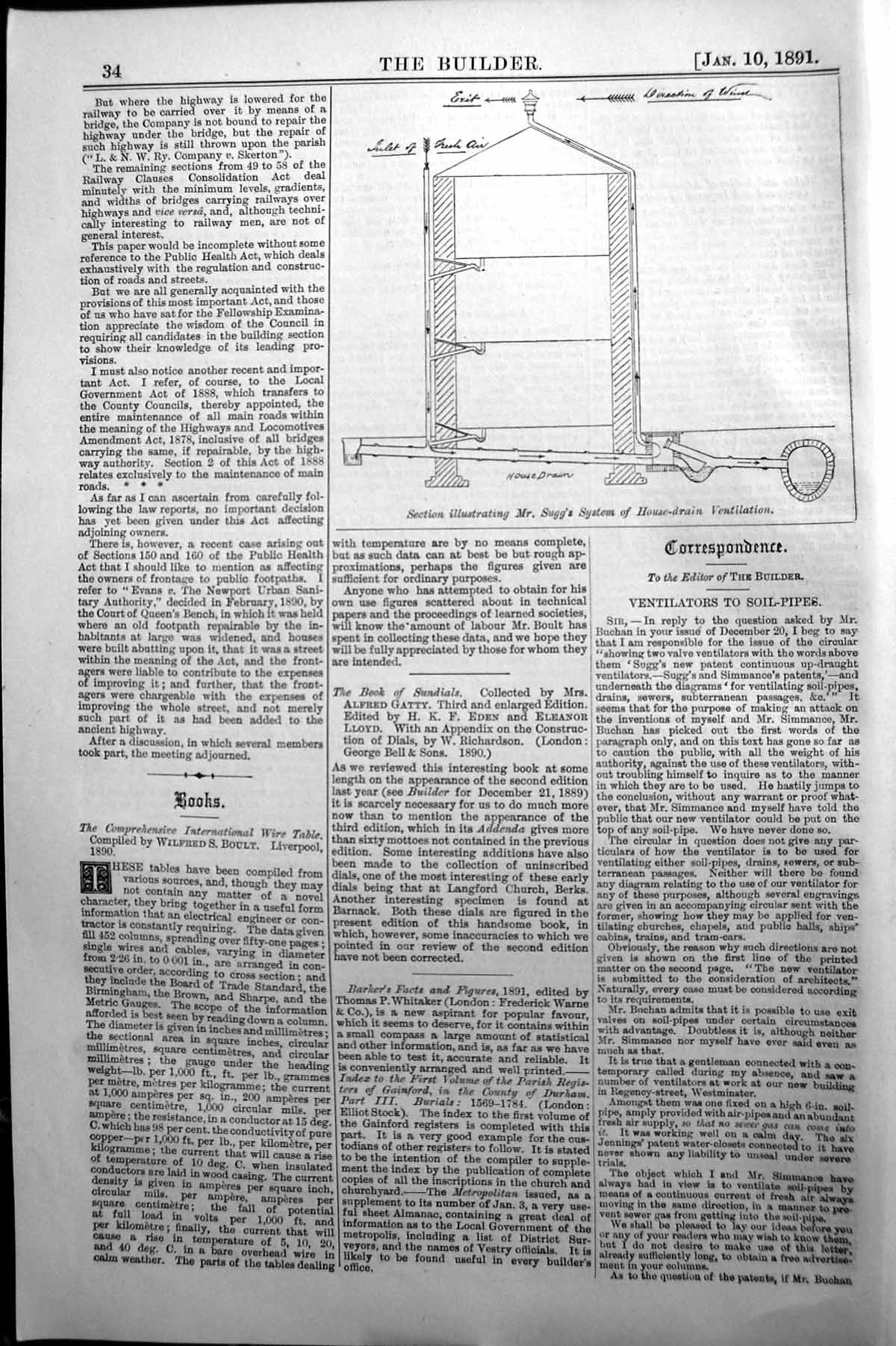 Old Builder 1891 Section Illustrating Mr Sugg'S System House Drain Ve Victorian