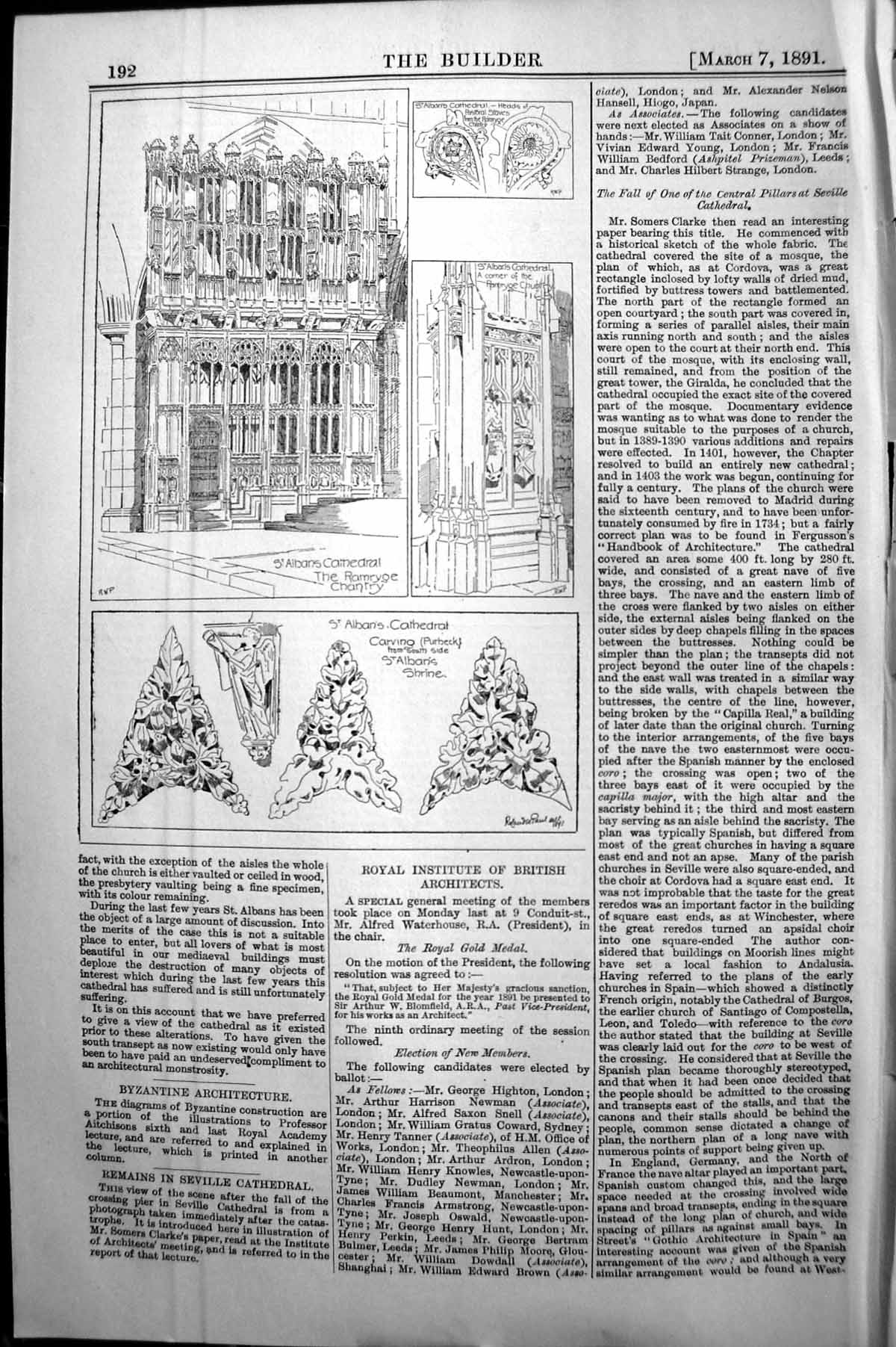 Old Builder 1891 Architecture St. Alban'S Cathedral Carving Shrine Ch Victorian