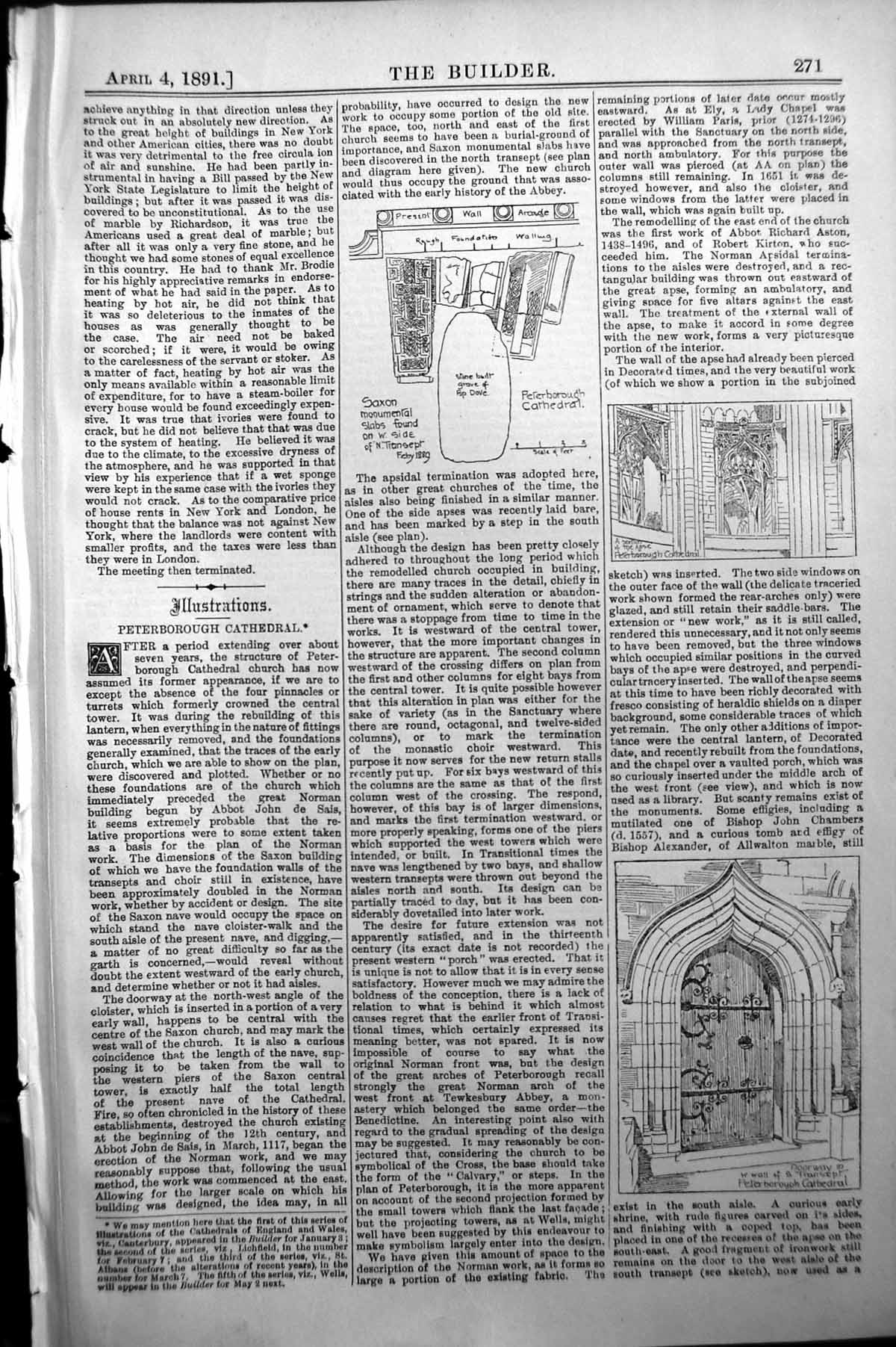 Old Builder 1891 Architecture Doorway Peterborough Cathedral Saxon Sl Victorian