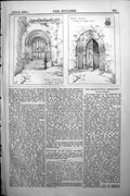 Old Exeter Cathedral Doorway Chapter House Nave Builder 1891 Architec Victorian