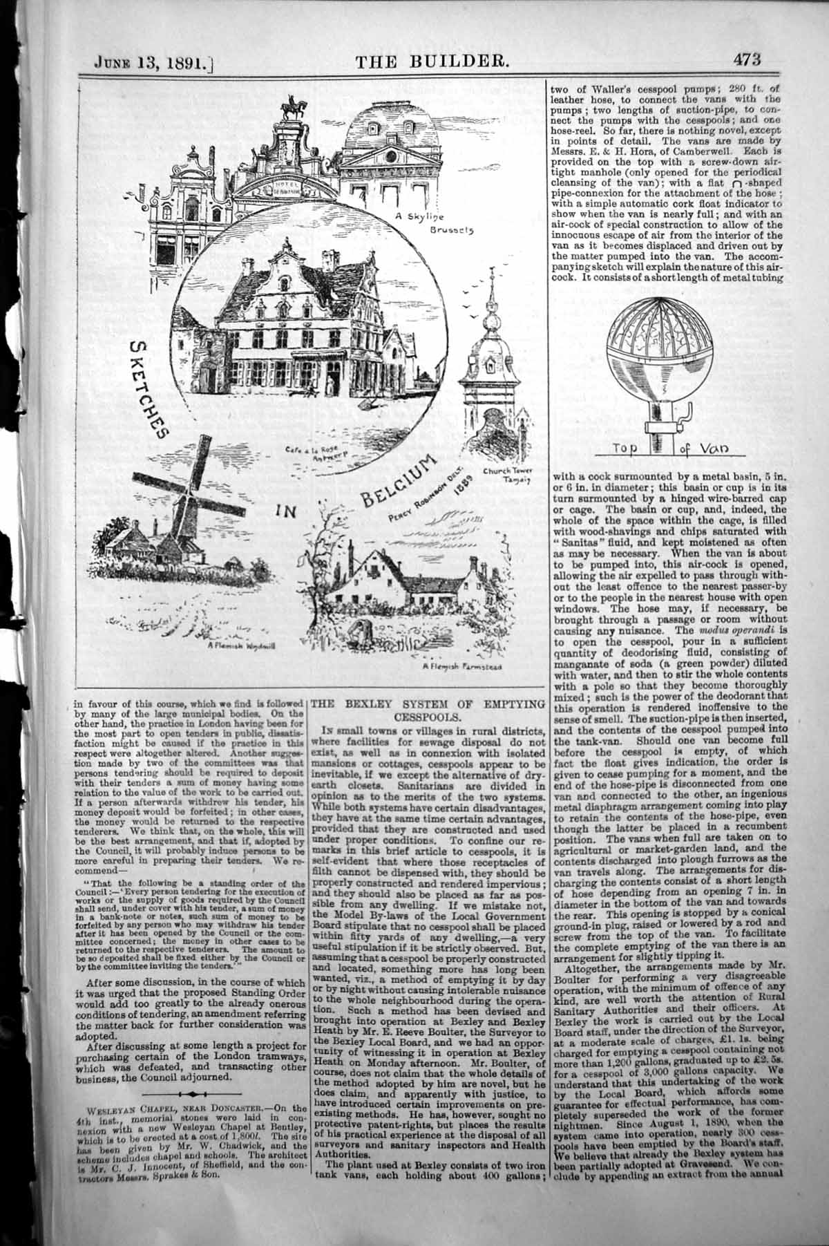Old Builder 1891 Architecture Belgium Church Tower Brussels Flemish W Victorian