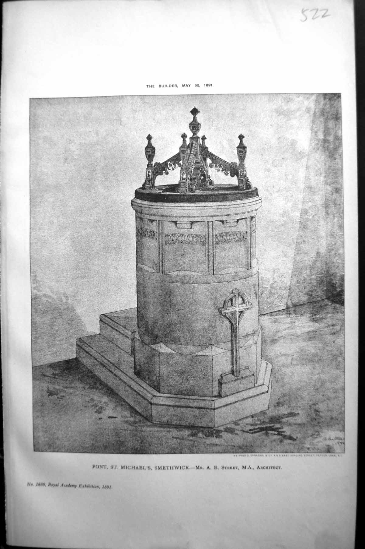 Antique Print Builder 1891 Architecture Font St. Michael'S Smethwick Street