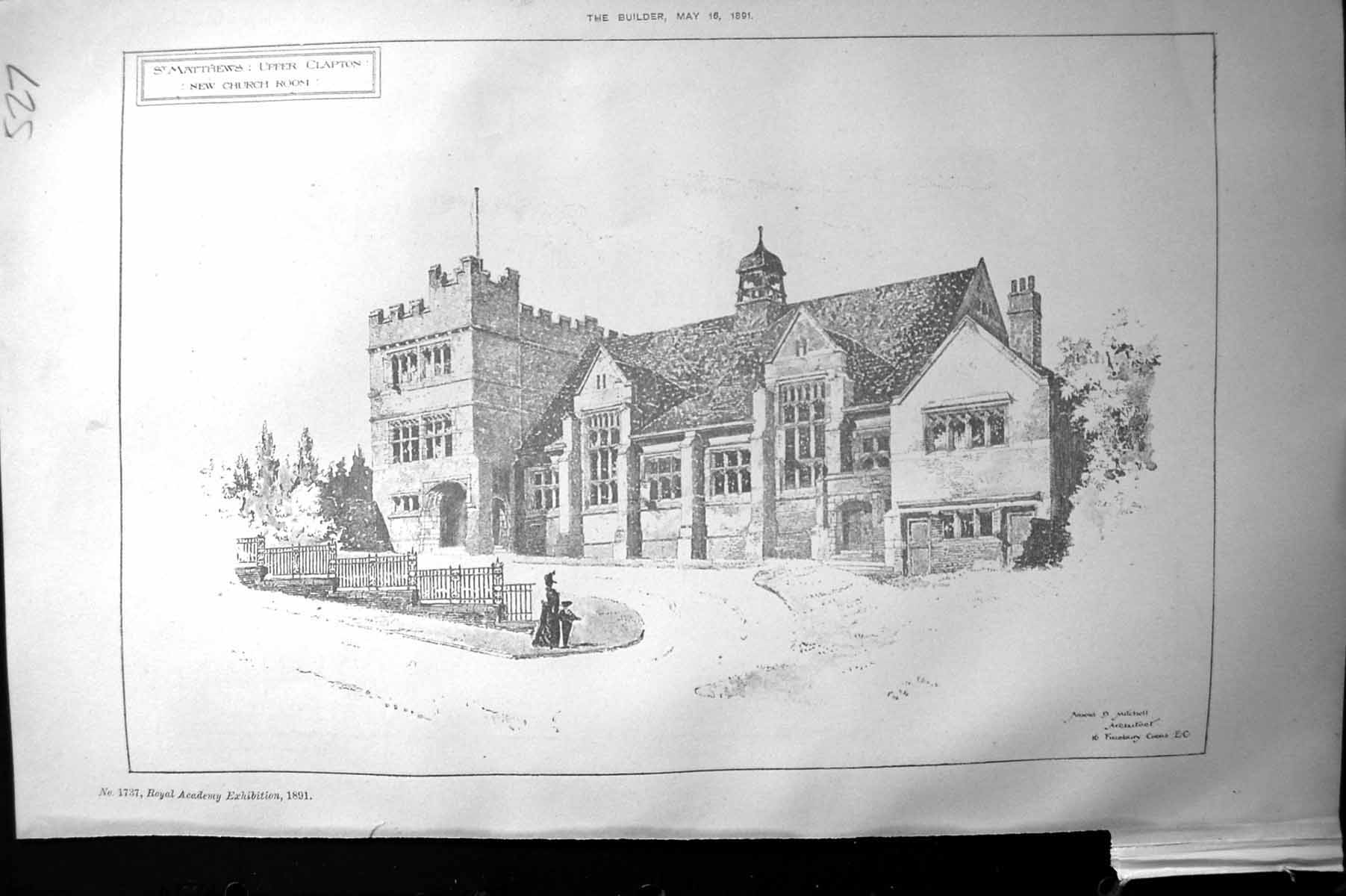 Old Exterior St. Matthews Upper Clapton Church Room Builder 1891 Arch Victorian