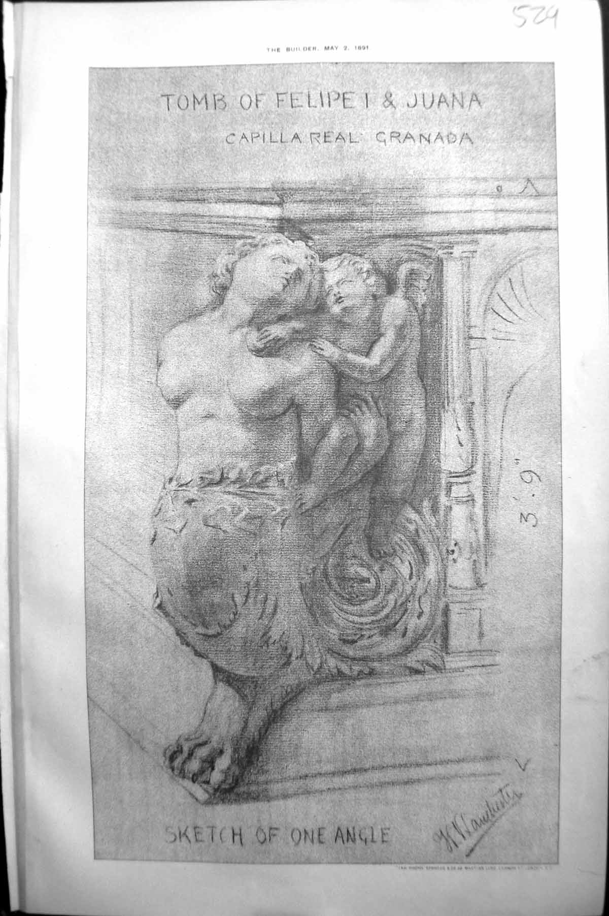 Antique Print Builder 1891 Sculpture Tomb Felipe Juana Capilla Real Granada