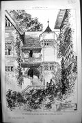 Antique Print Builder 1891 Architecture Addition House Mallows Garden Front