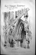 Antique Print Builder 1891 Architecture Choir Lichfield Cathedral Percival 19th