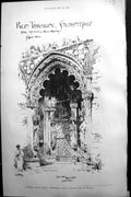 Old Print Builder 1891 Architecture Central West Door Lichfield Percival 19th