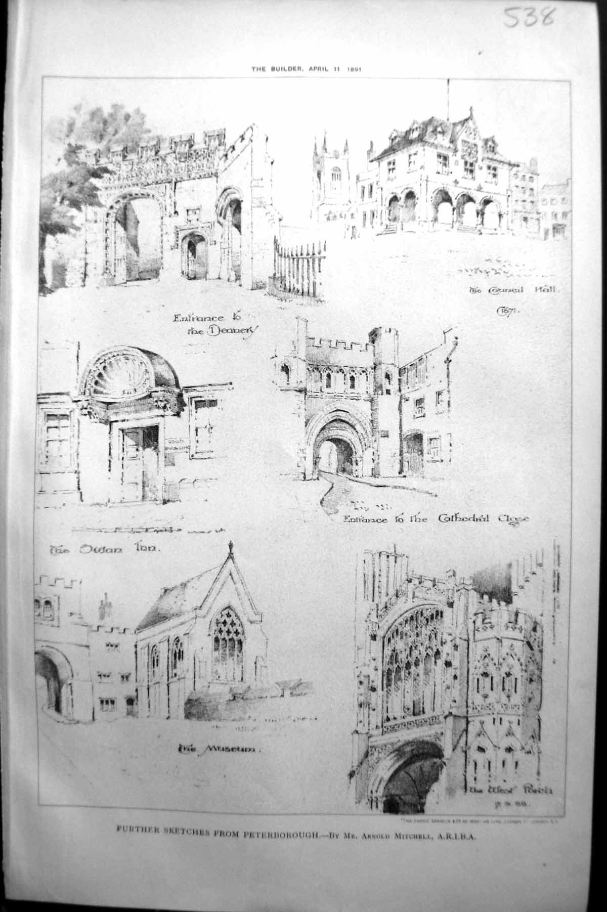 Old Builder 1891 Architecture Peterborough Cathedral Council Hall Dea Victorian