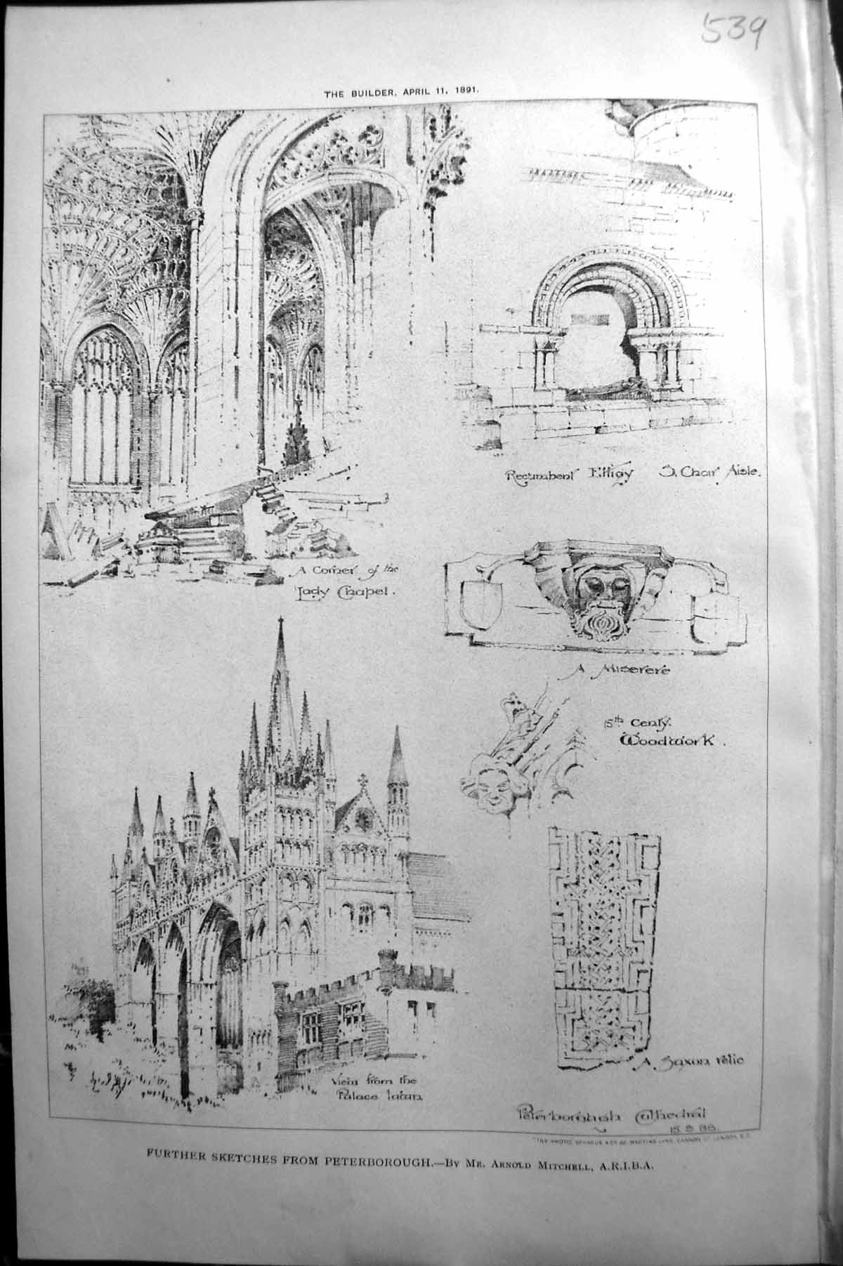 Old Peterborough Palace Lady Chapel Saxon Relic Builder 1891 Architec Victorian