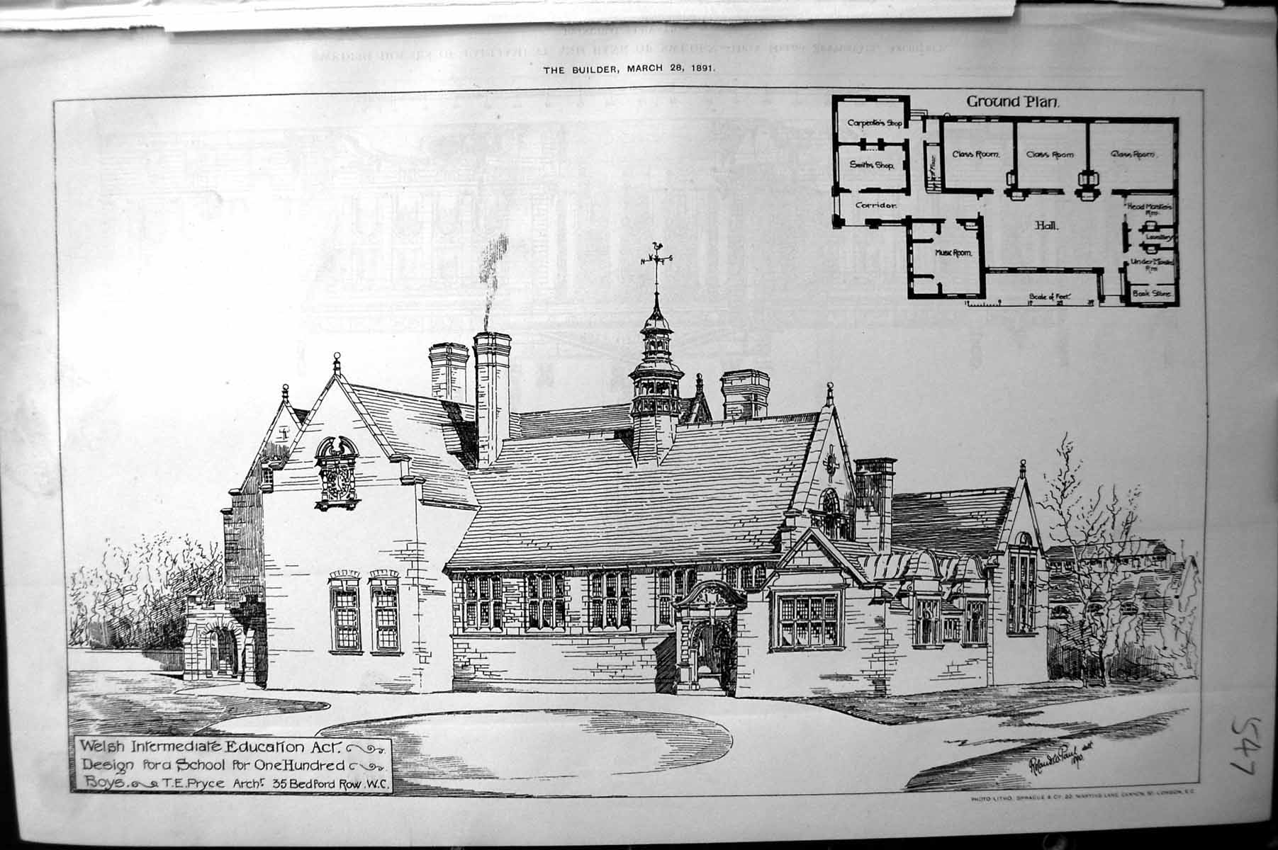 Old Welsh Intermediate Education School Boys Price Builder 1891 Archi Victorian